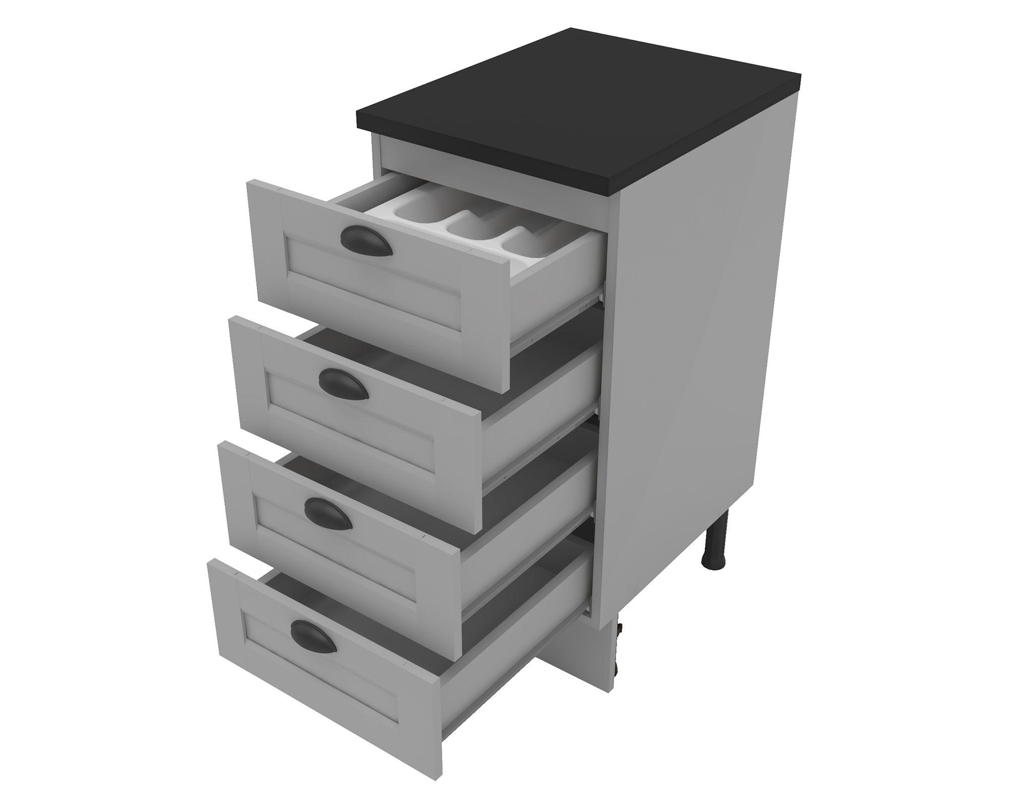 Mueble base cocina 40 cm 4 cajones Premier gris-2