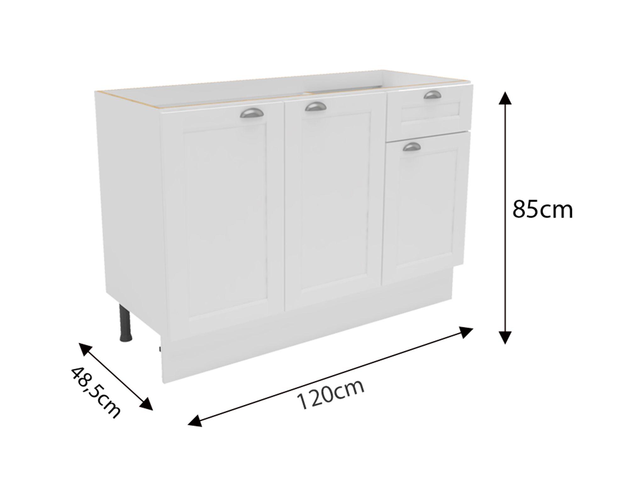 Mueble base cocina 120 cm 3 puertas 1 cajón Premier blanco-3