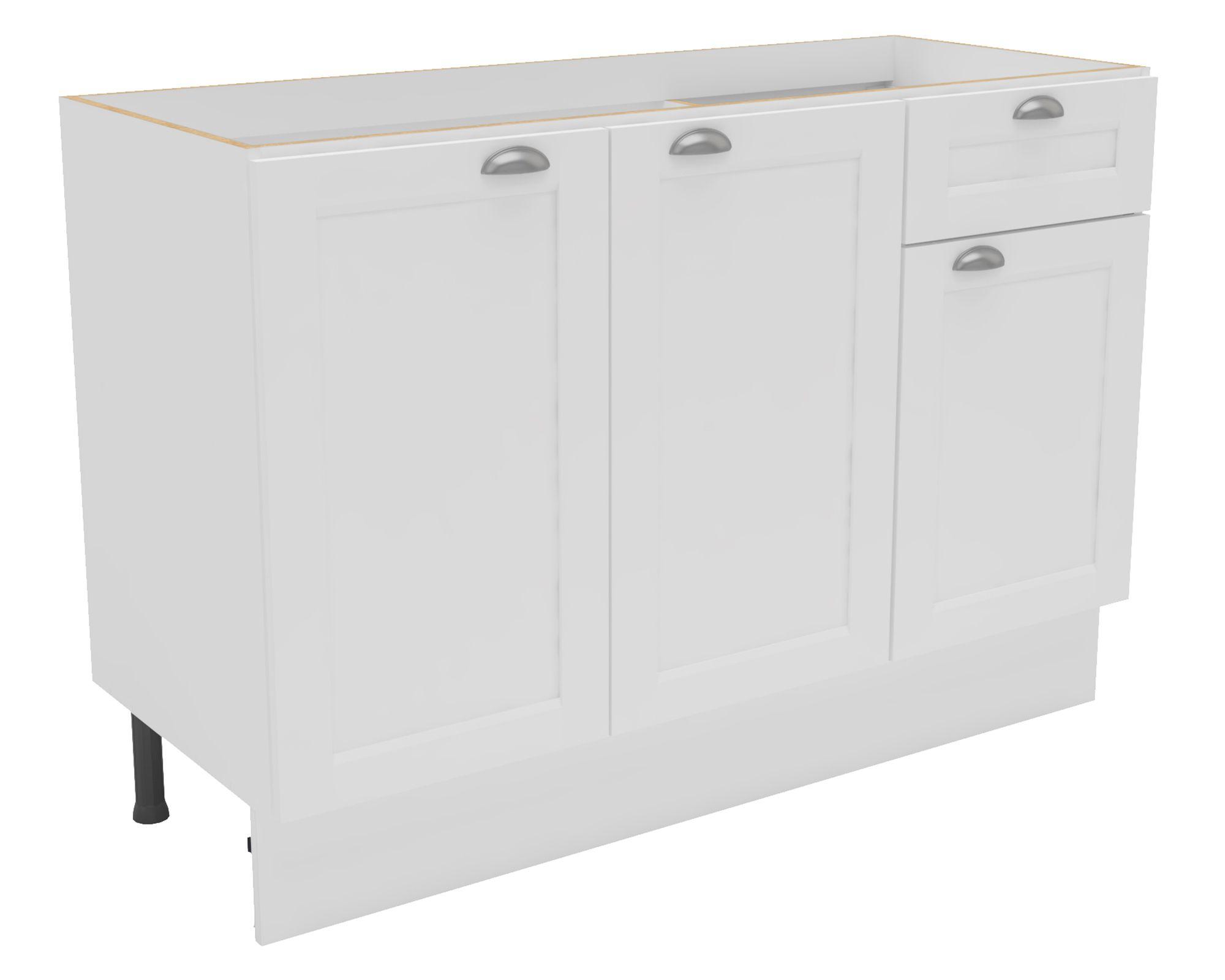 Mueble base cocina 120 cm 3 puertas 1 cajón Premier blanco-1