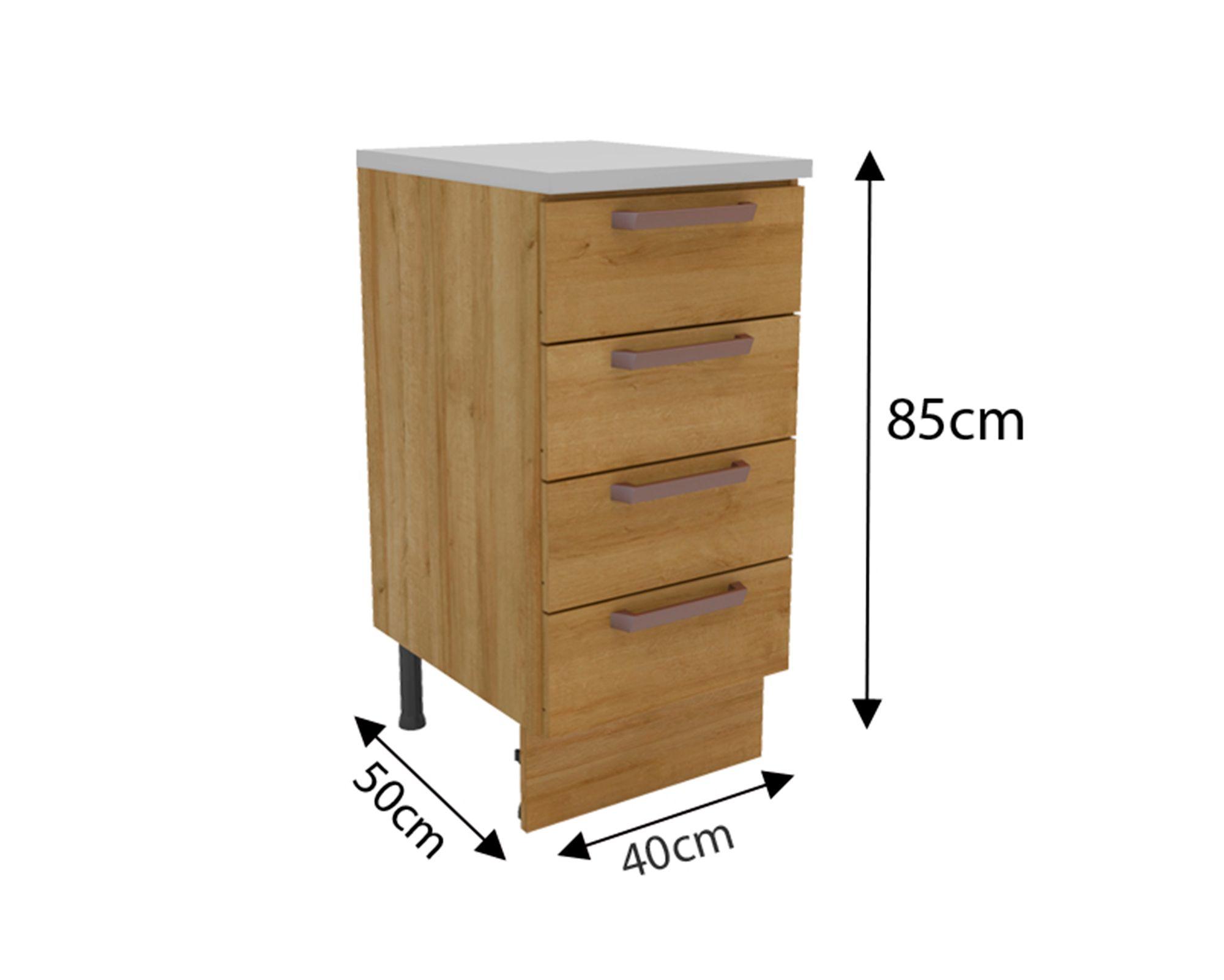 Mueble base cocina 40 cm 4 cajones Minerva Riviera-4