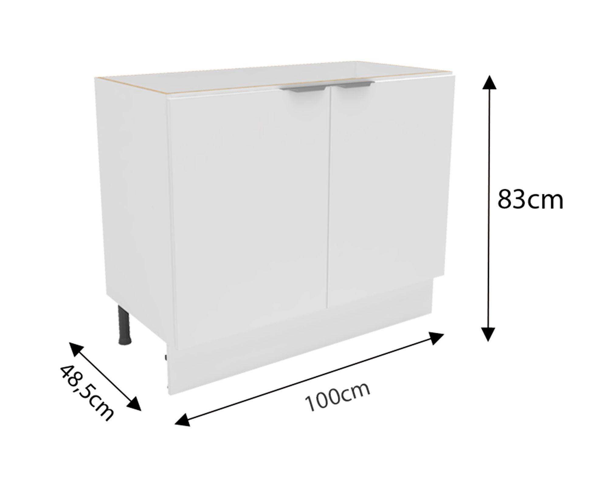 Mueble base cocina 100 cm 2 puertas Milano blanco-3