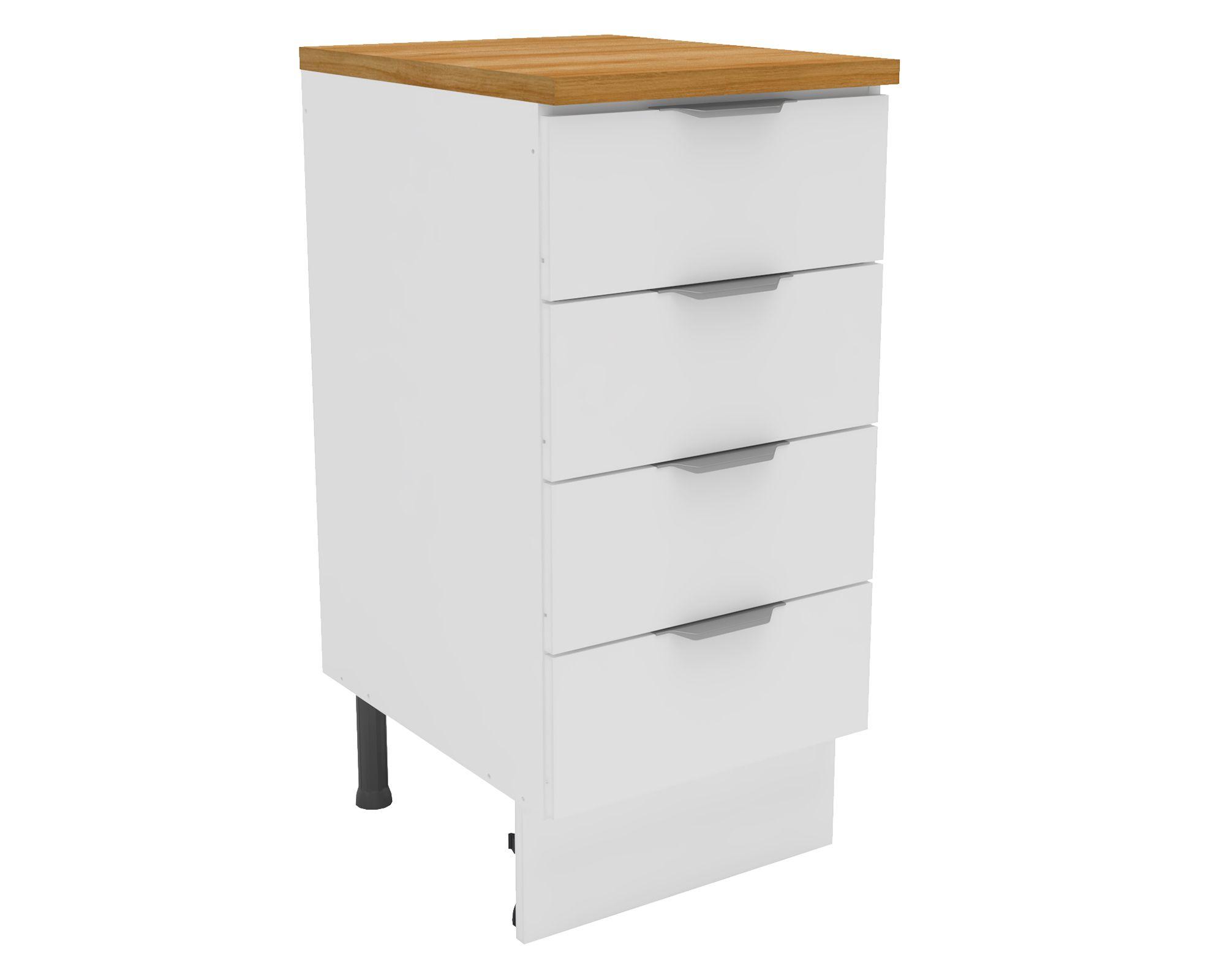Mueble base cocina 40 cm 4 cajones Milano blanco-1