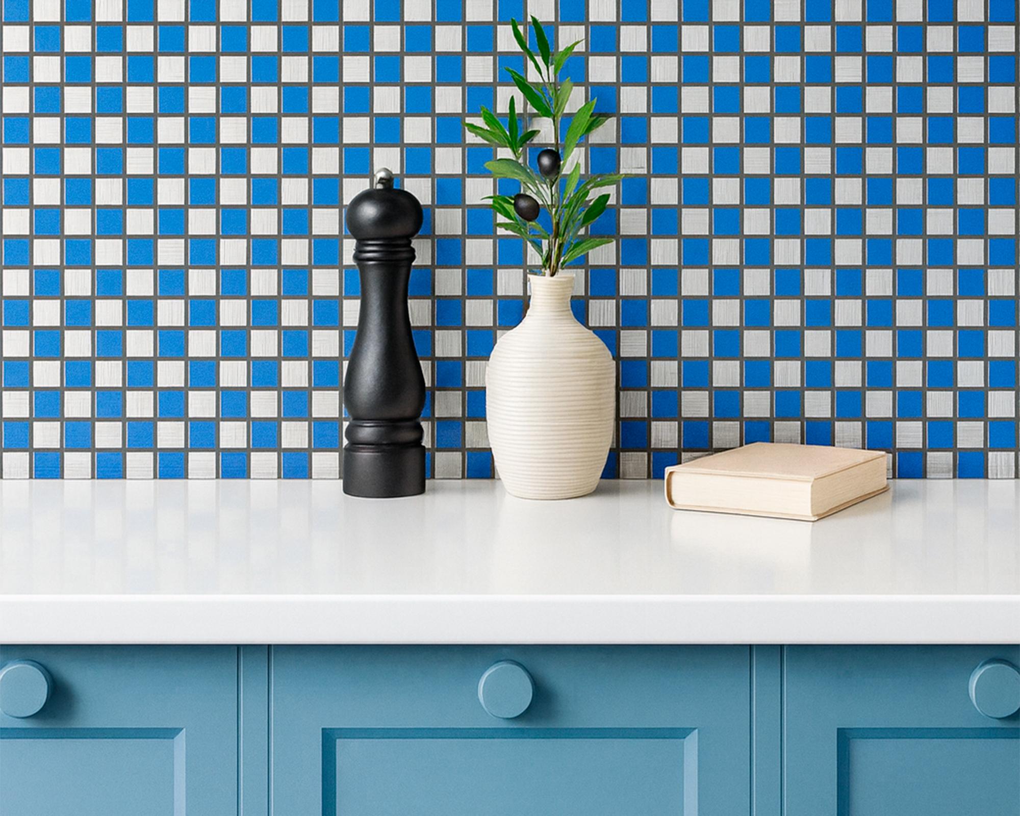 Mosaico autoinstalable 30x30 cm Deep Blue aluminio/azul-1