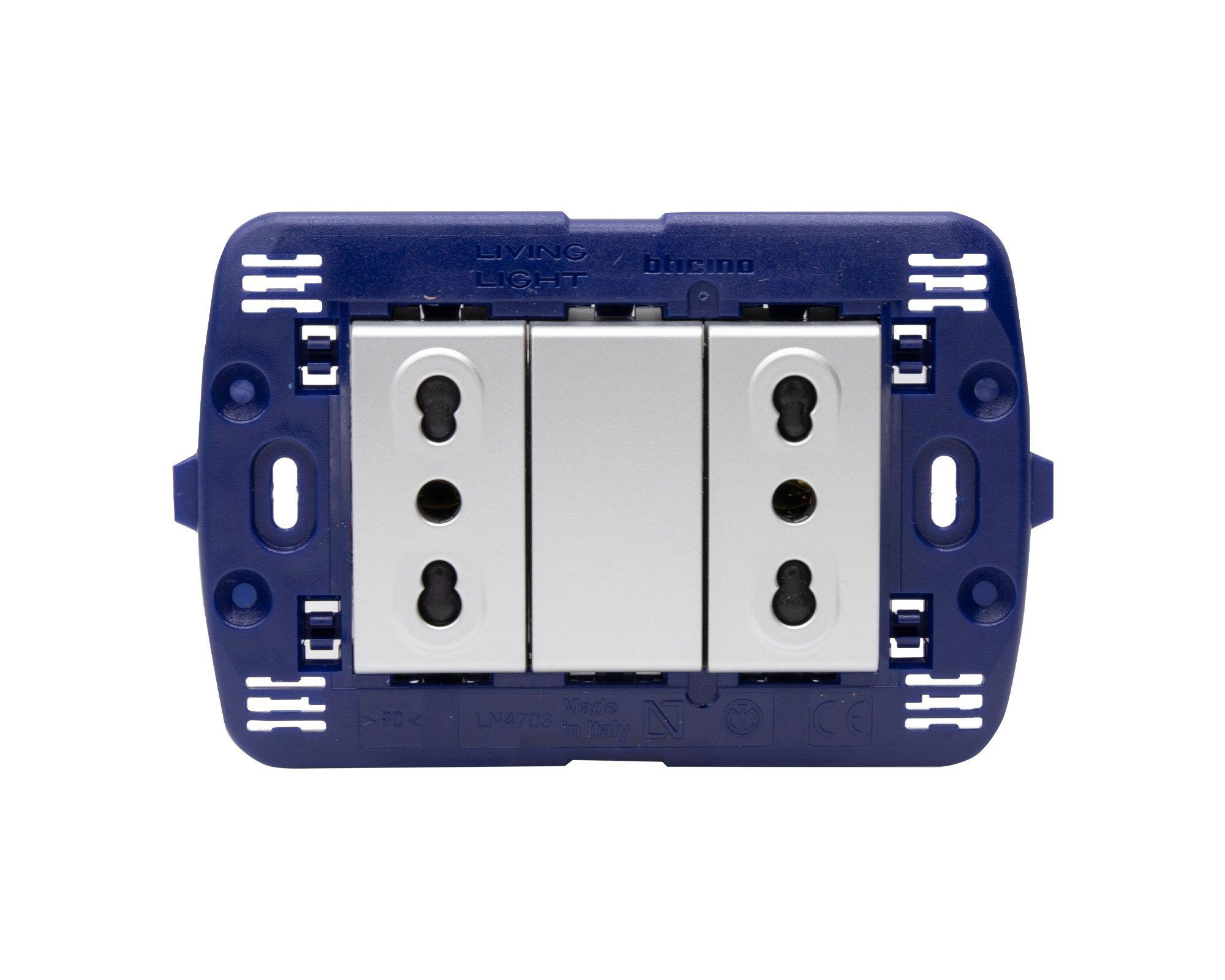 Toma doble 10-16A semi armado Tech gris-0