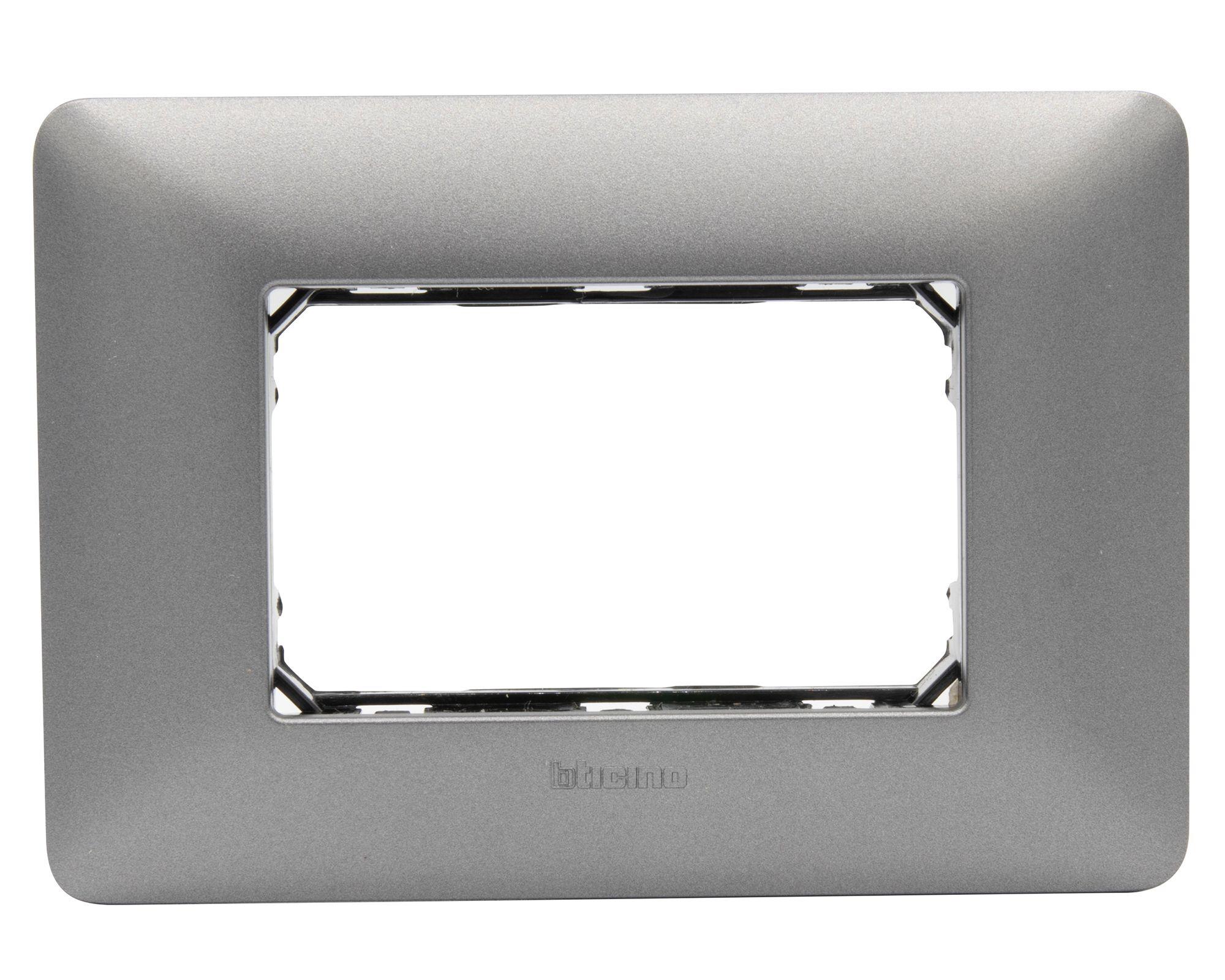 Placa Hierro 3 modulos Matix gris-0