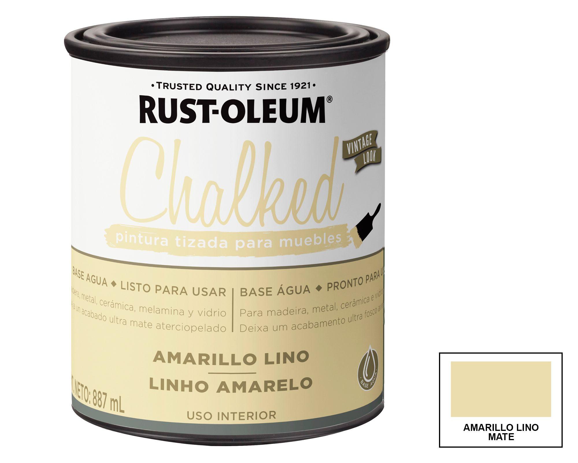 Pintura tizada base agua 887 ml Chalked Interior amarillo lino mate-0