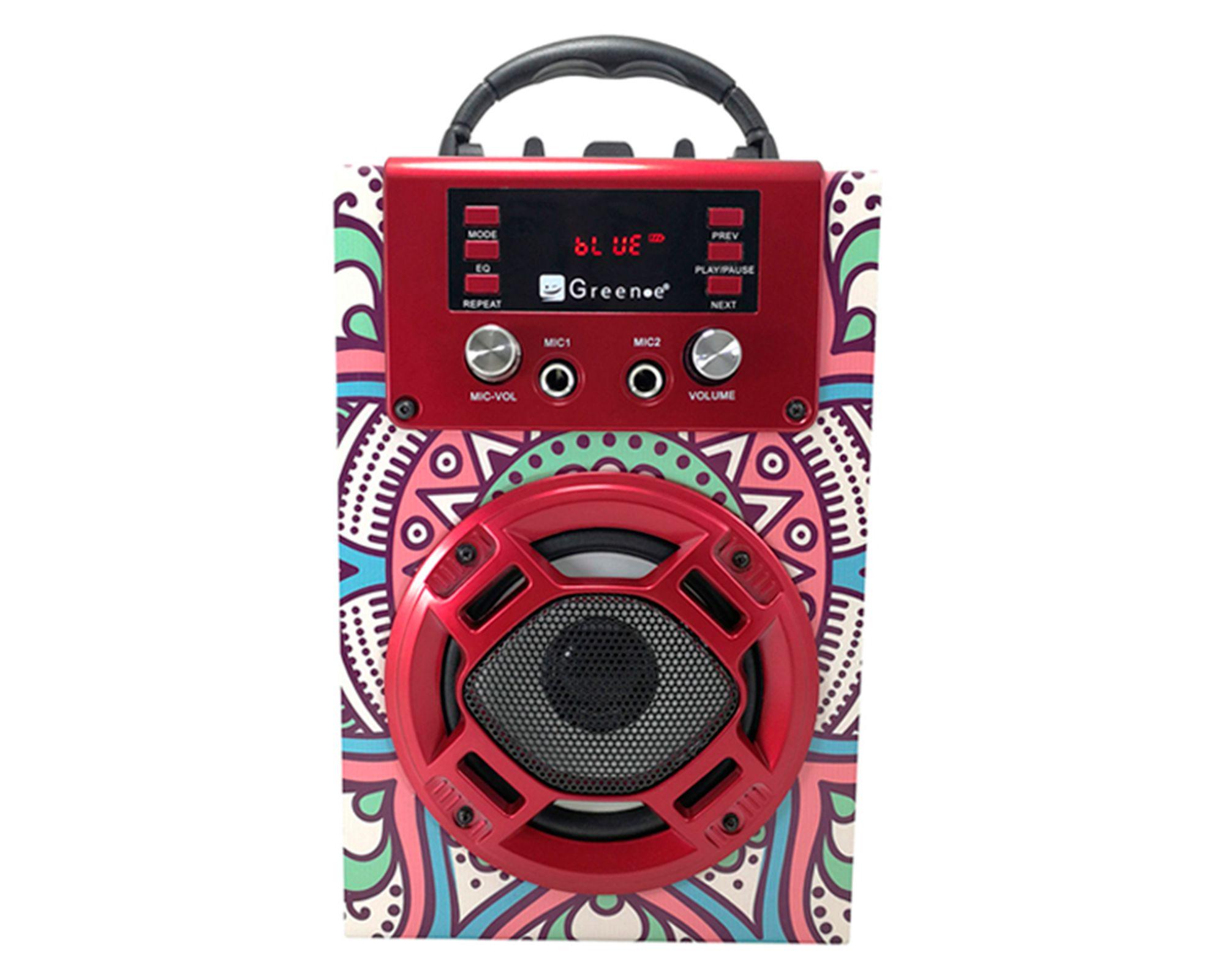 Parlante Bluetooth mini karaoke Mándala rojo-0