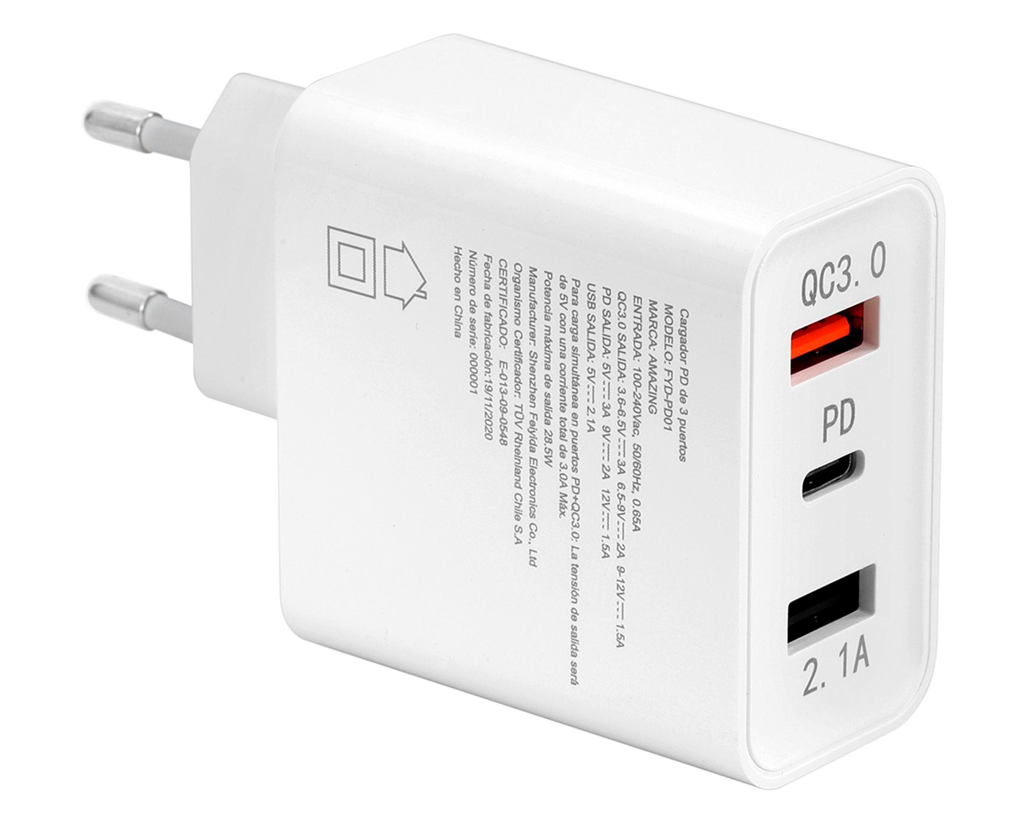 Cargador certificado de carga rápida Tipo C blanco-2