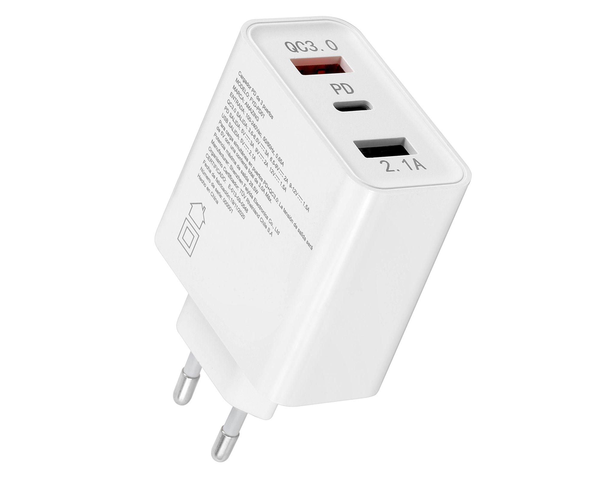 Cargador certificado de carga rápida Tipo C blanco-3