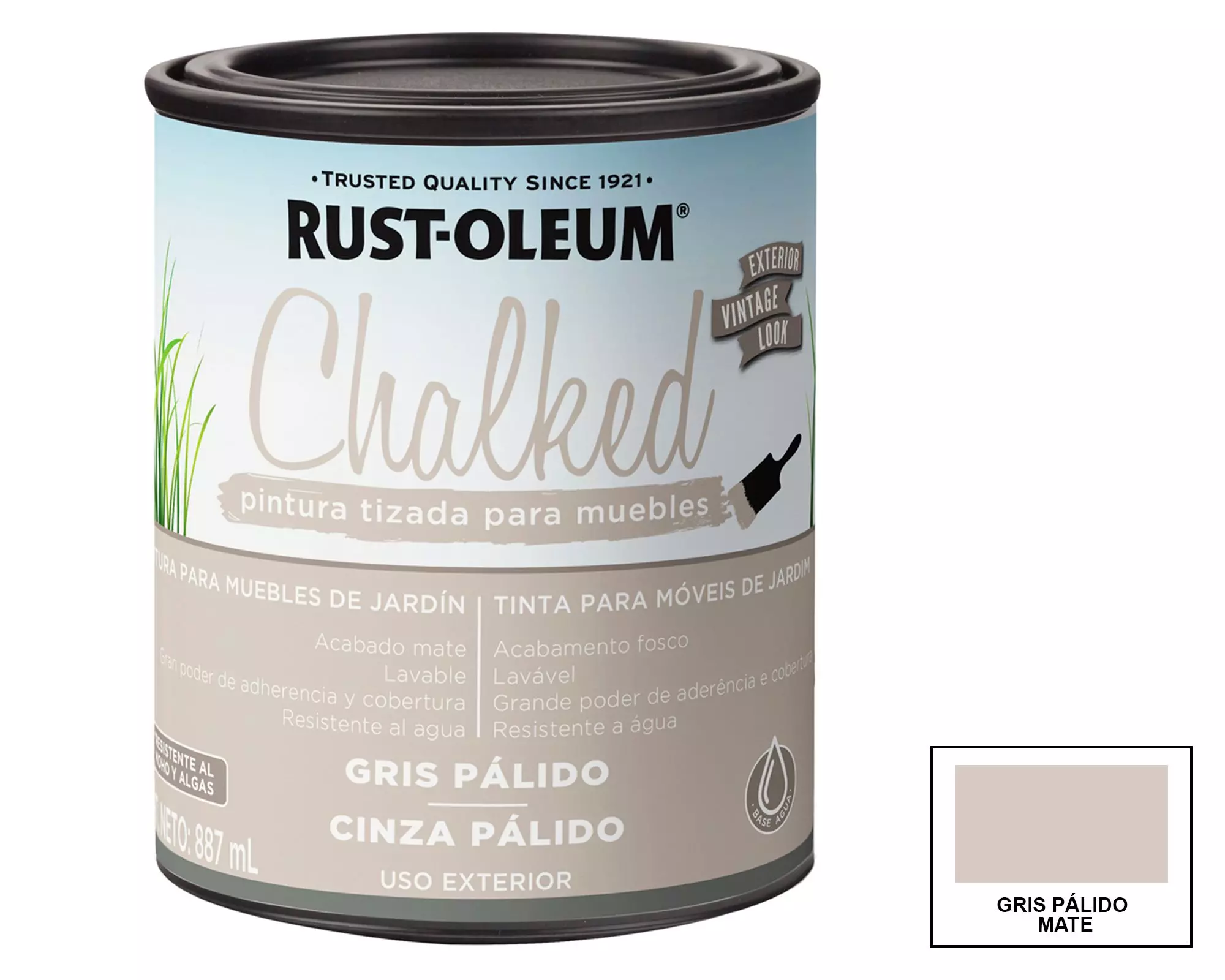 Pintura tizada exterior base agua 887 ml Chalked Exterior gris pálido mate-0