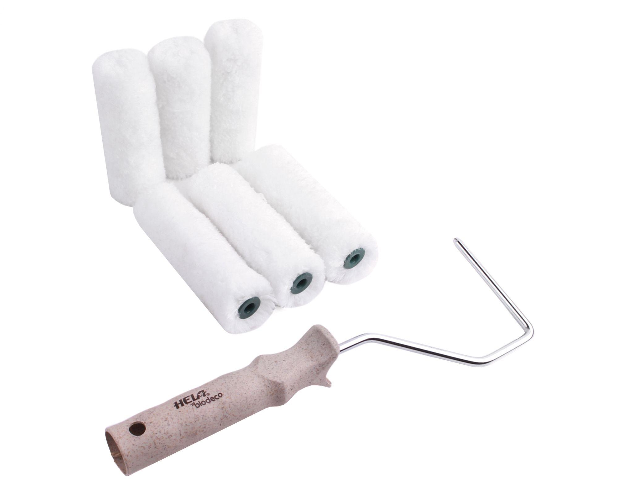 Pack 6 mini rodillos Biodeco 10 cm blanco-0