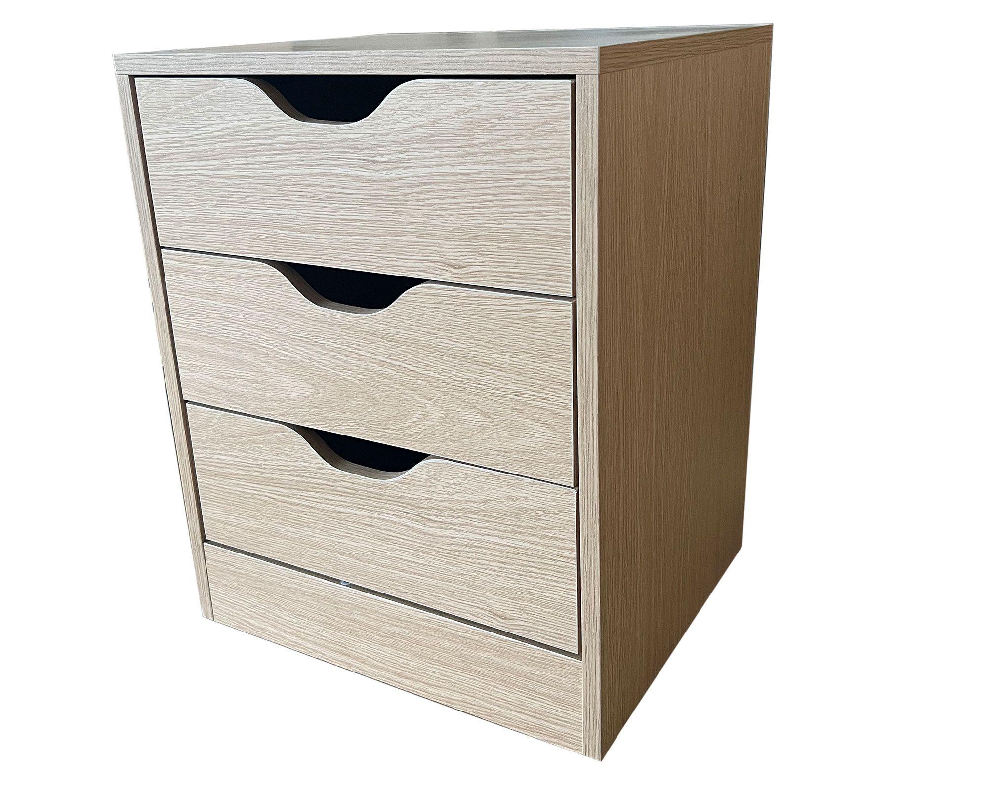 Velador Igor 50x40x35 cm 3 cajones natural-1