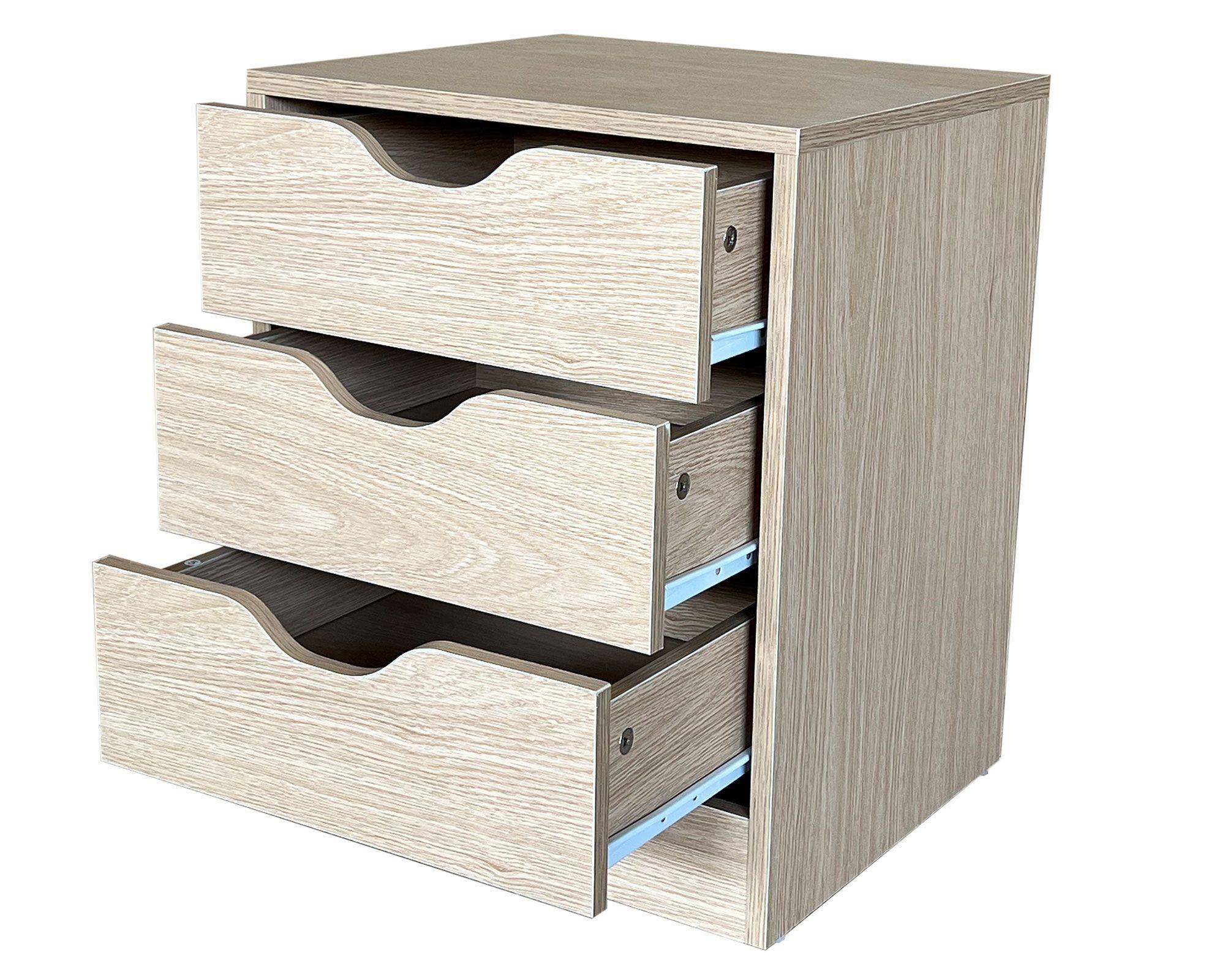 Velador Igor 50x40x35 cm 3 cajones natural-2