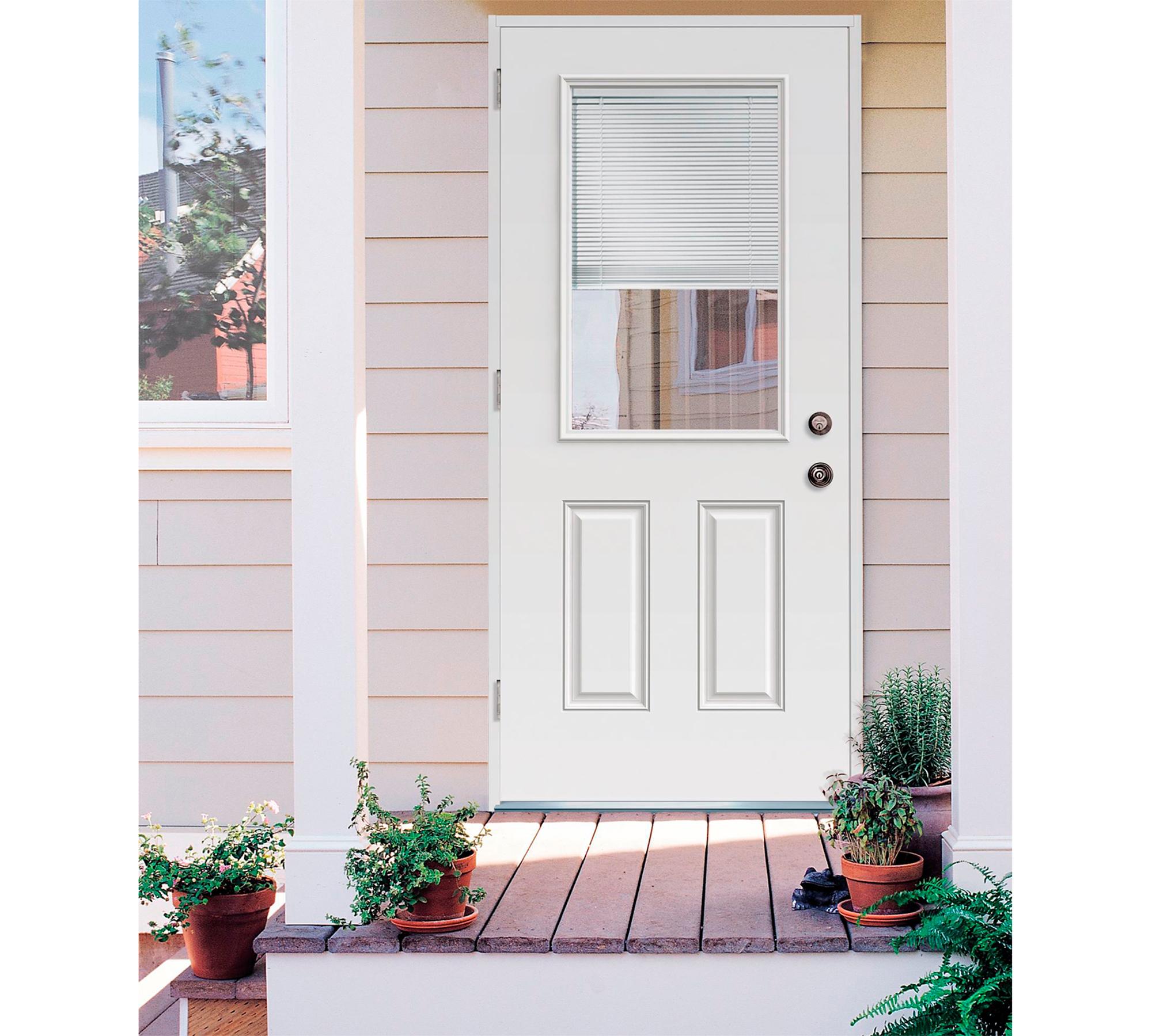 Puerta 90x200 cm Medio cuerpo con persiana blanco-0