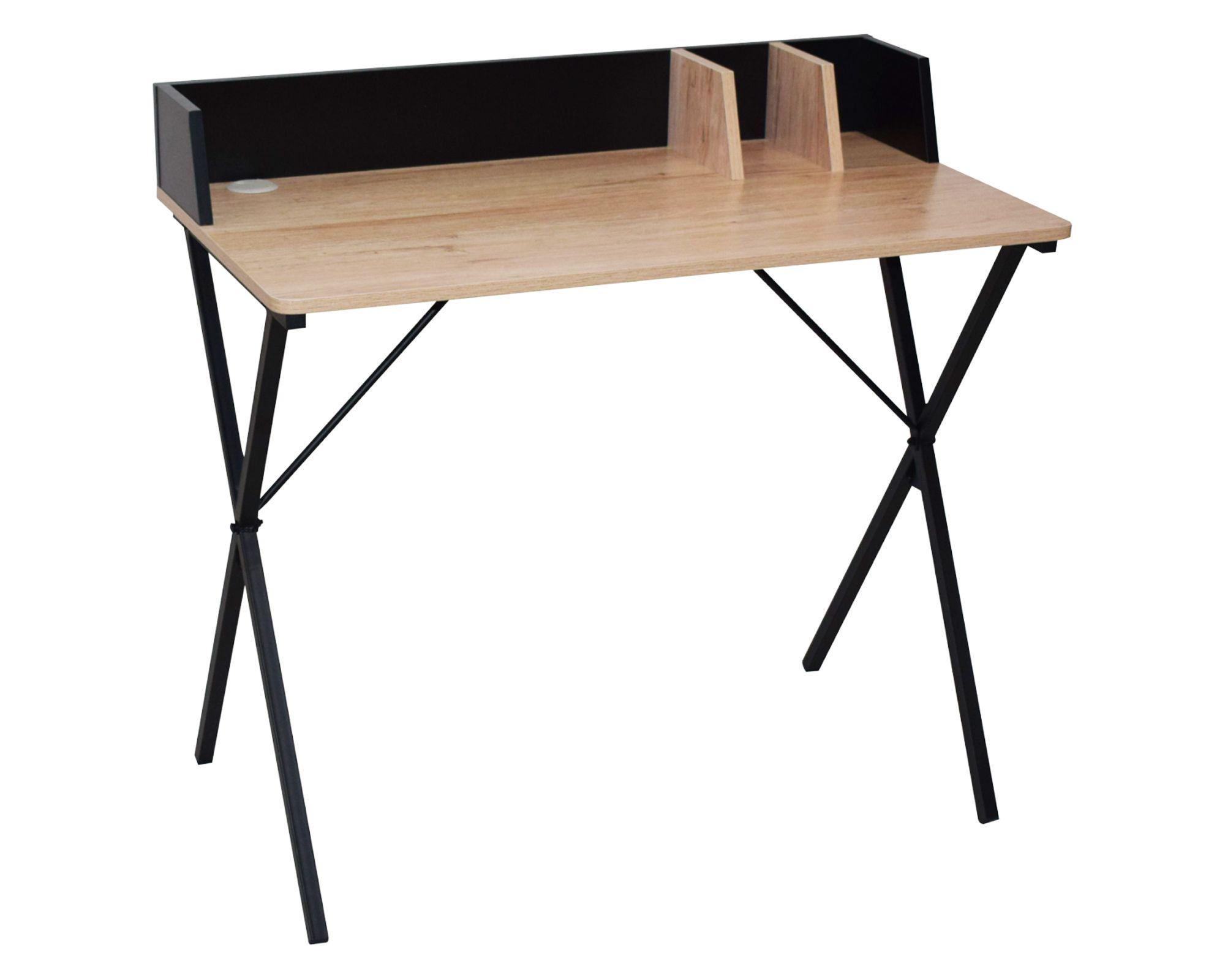 Escritorio Almora negro/natural 84x80x50 cm-1