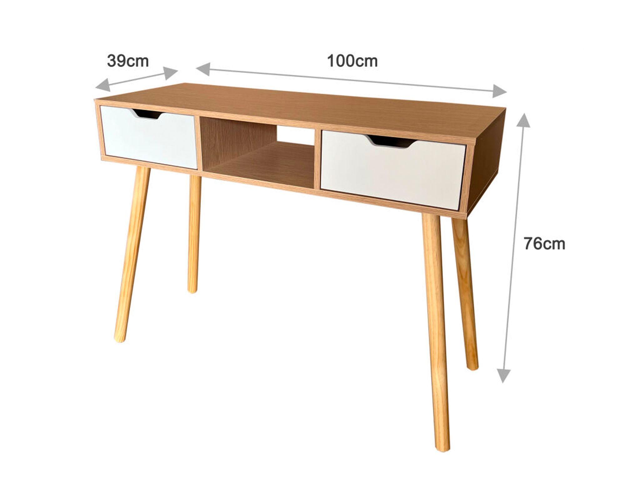 Escritorio Filomena blanco/natural 2 cajones 76x100x39 cm-1
