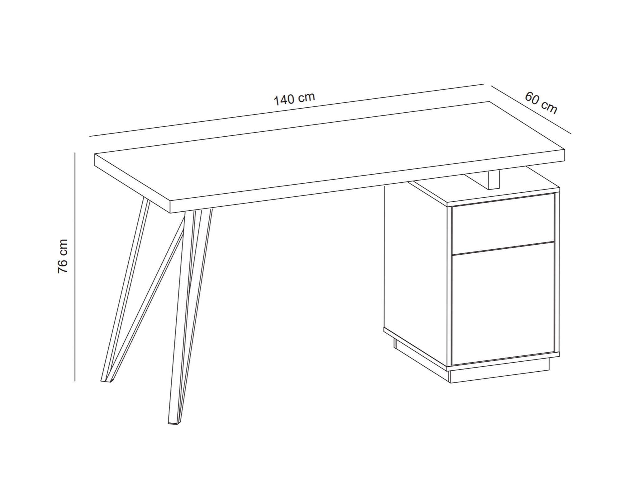 Escritorio Lam negro/natural 76x140x60 cm-4