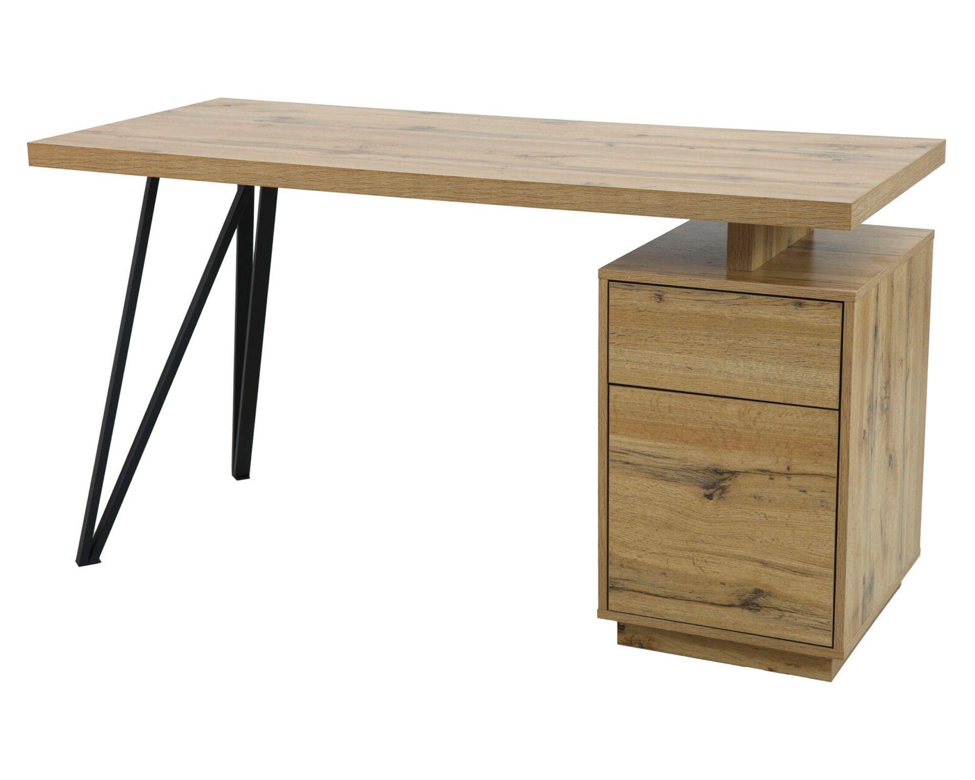 Escritorio Lam negro/natural 76x140x60 cm-2