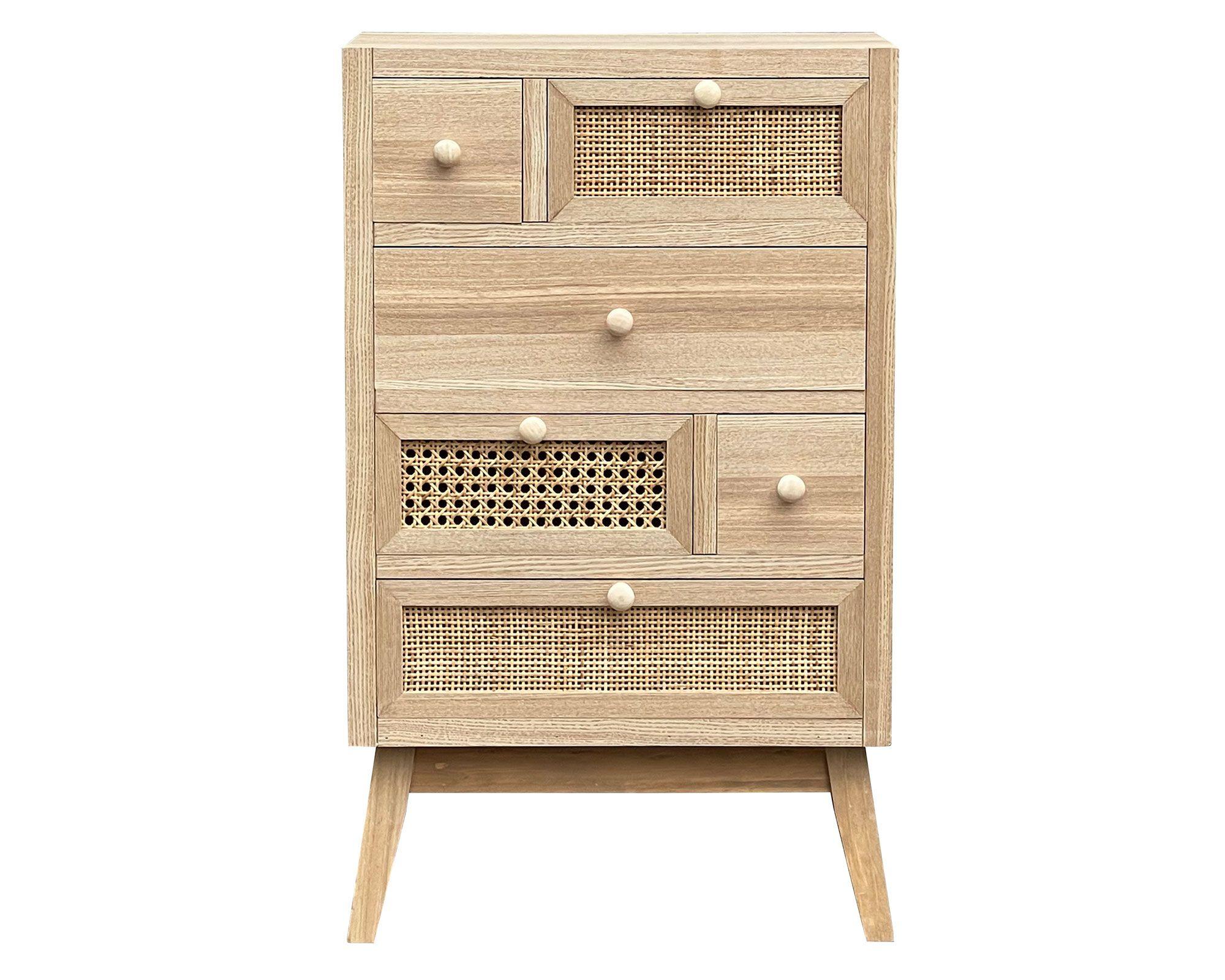 Cómoda África 79x48x30 cm 6 cajones natural-0