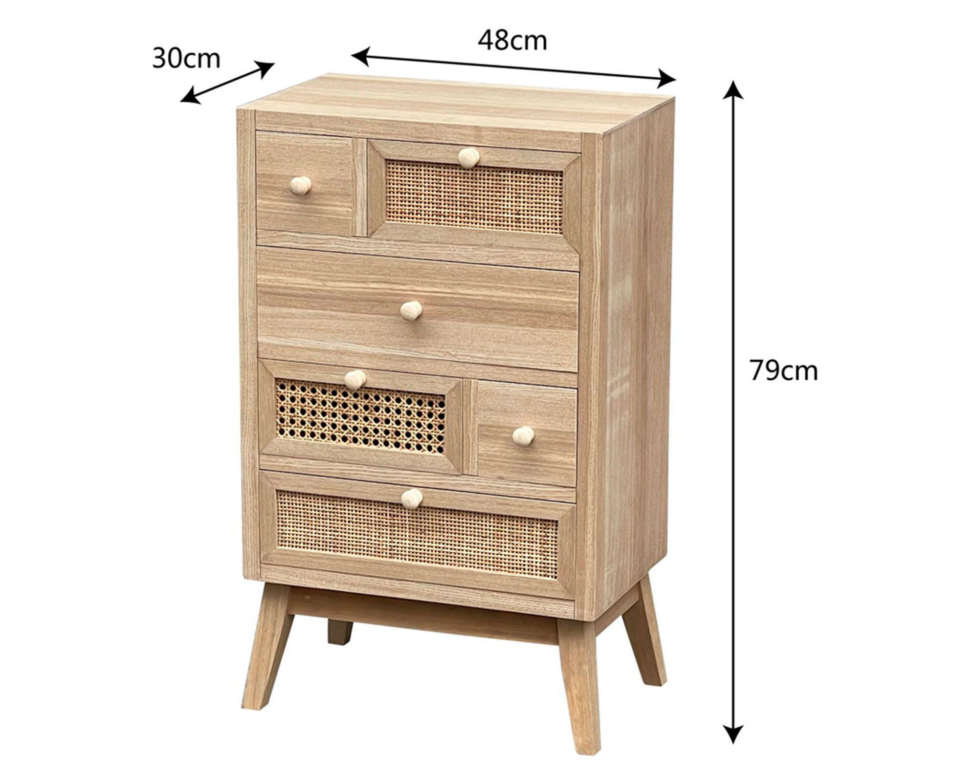 Cómoda África 79x48x30 cm 6 cajones natural-5