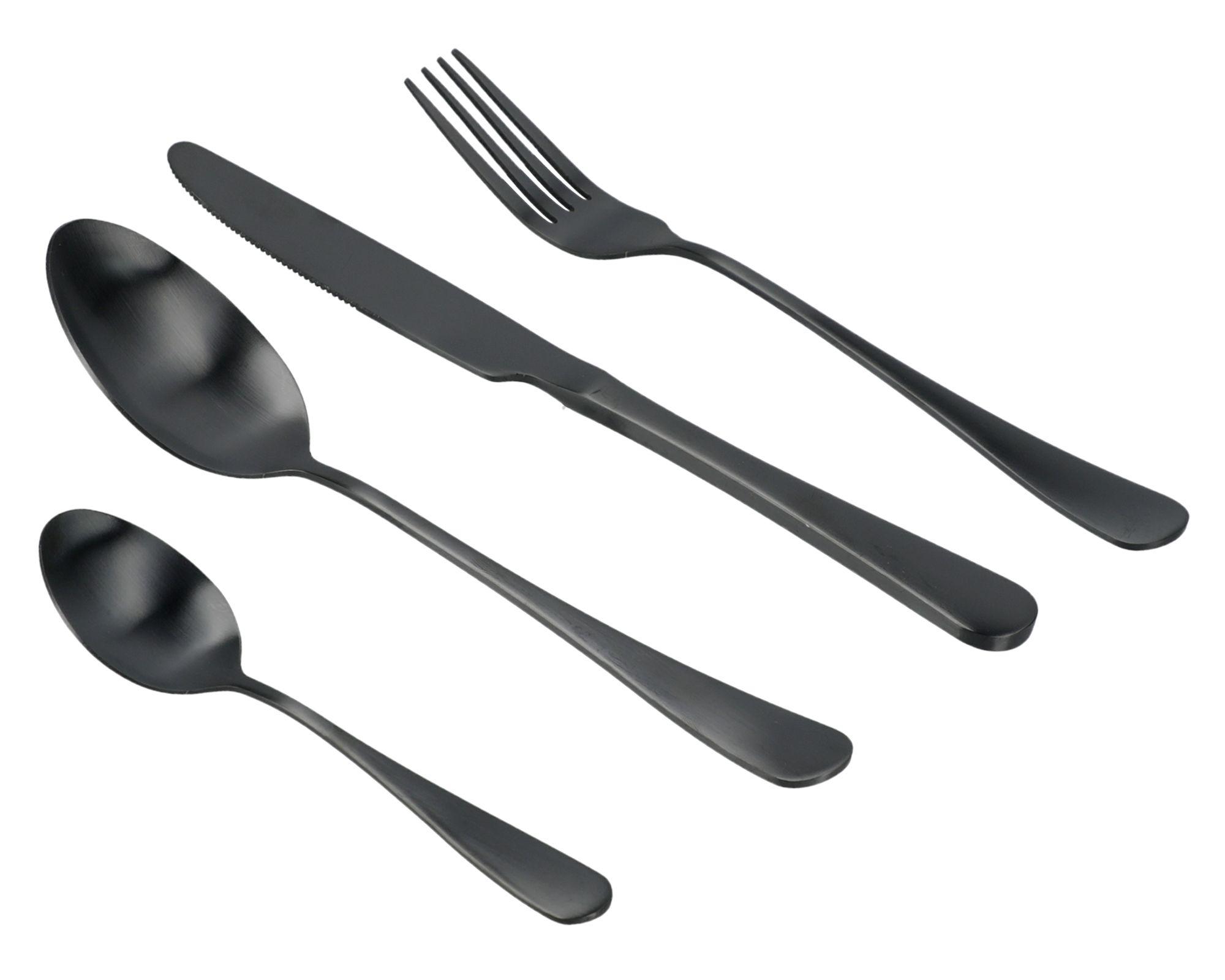 Set cubierto acero negro 24 unidades-1