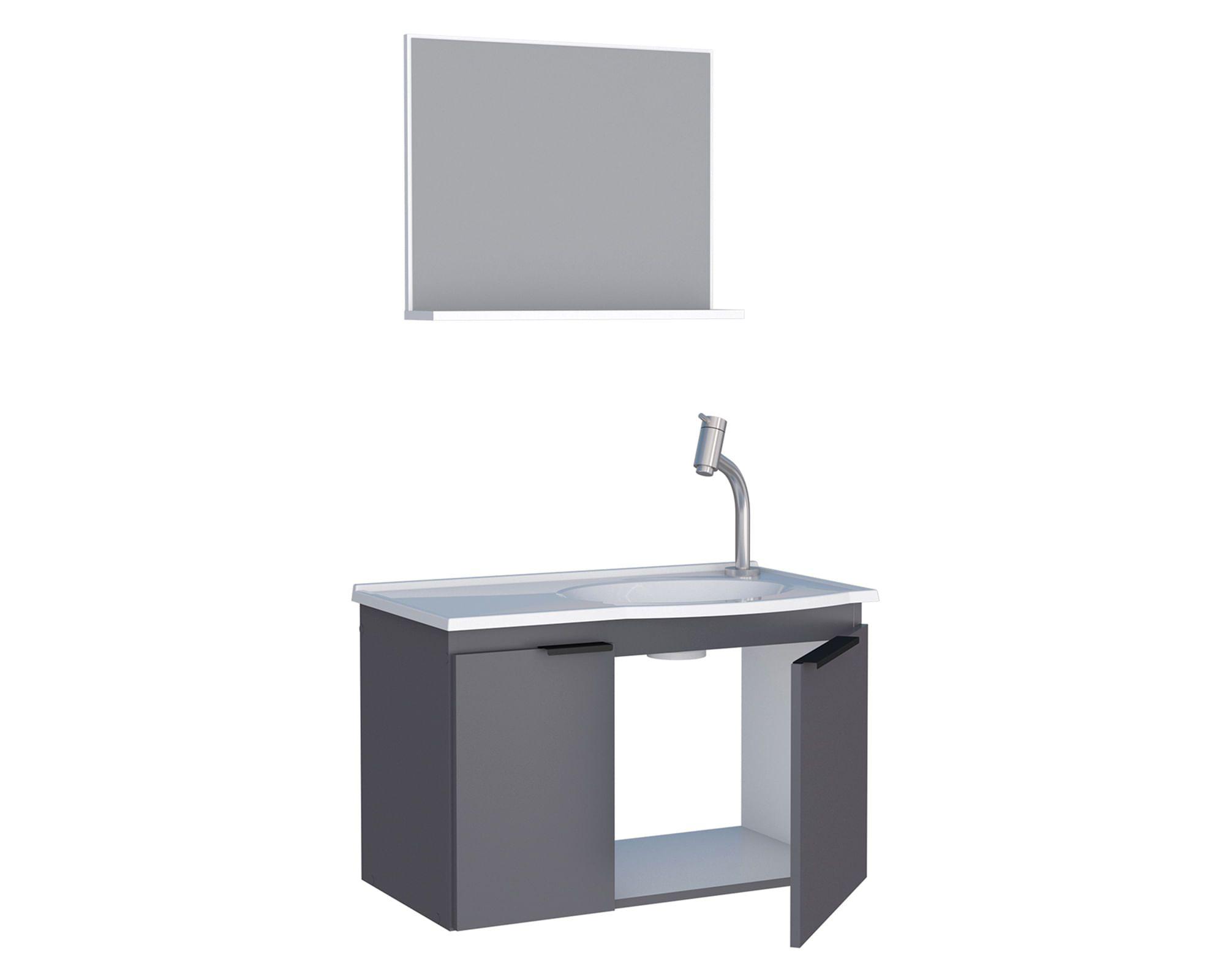Mueble vanitorio 63 cm + espejo Quartzo gris-4