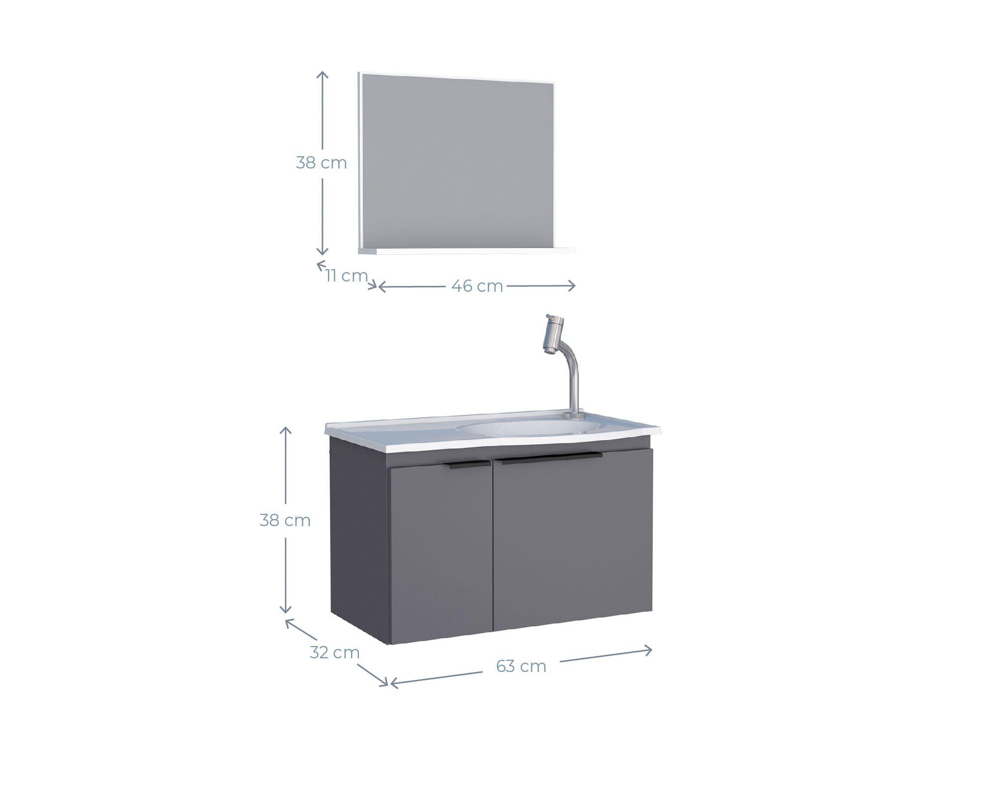 Mueble vanitorio 63 cm + espejo Quartzo gris-5