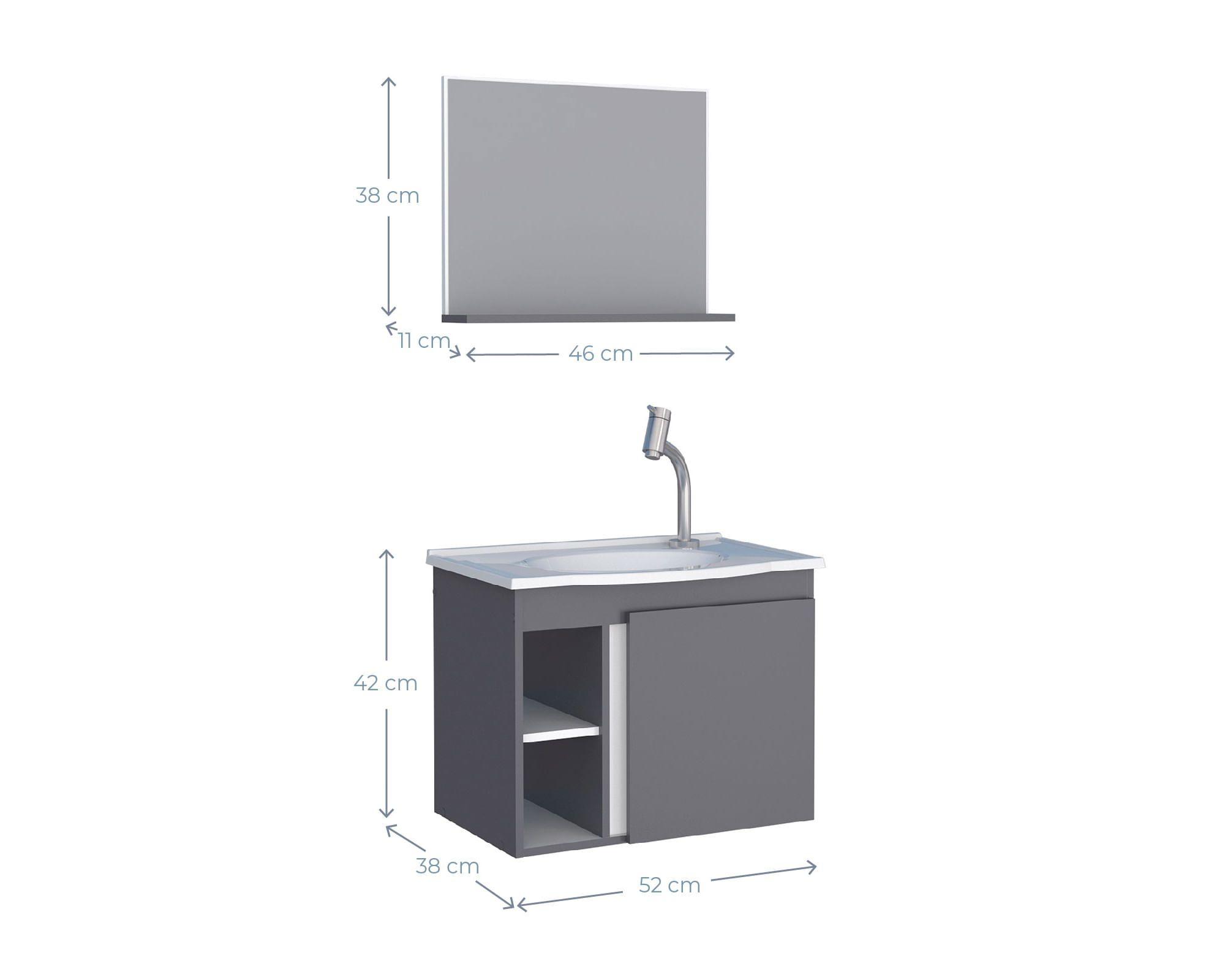 Mueble vanitorio 52 cm + espejo Safira gris-5