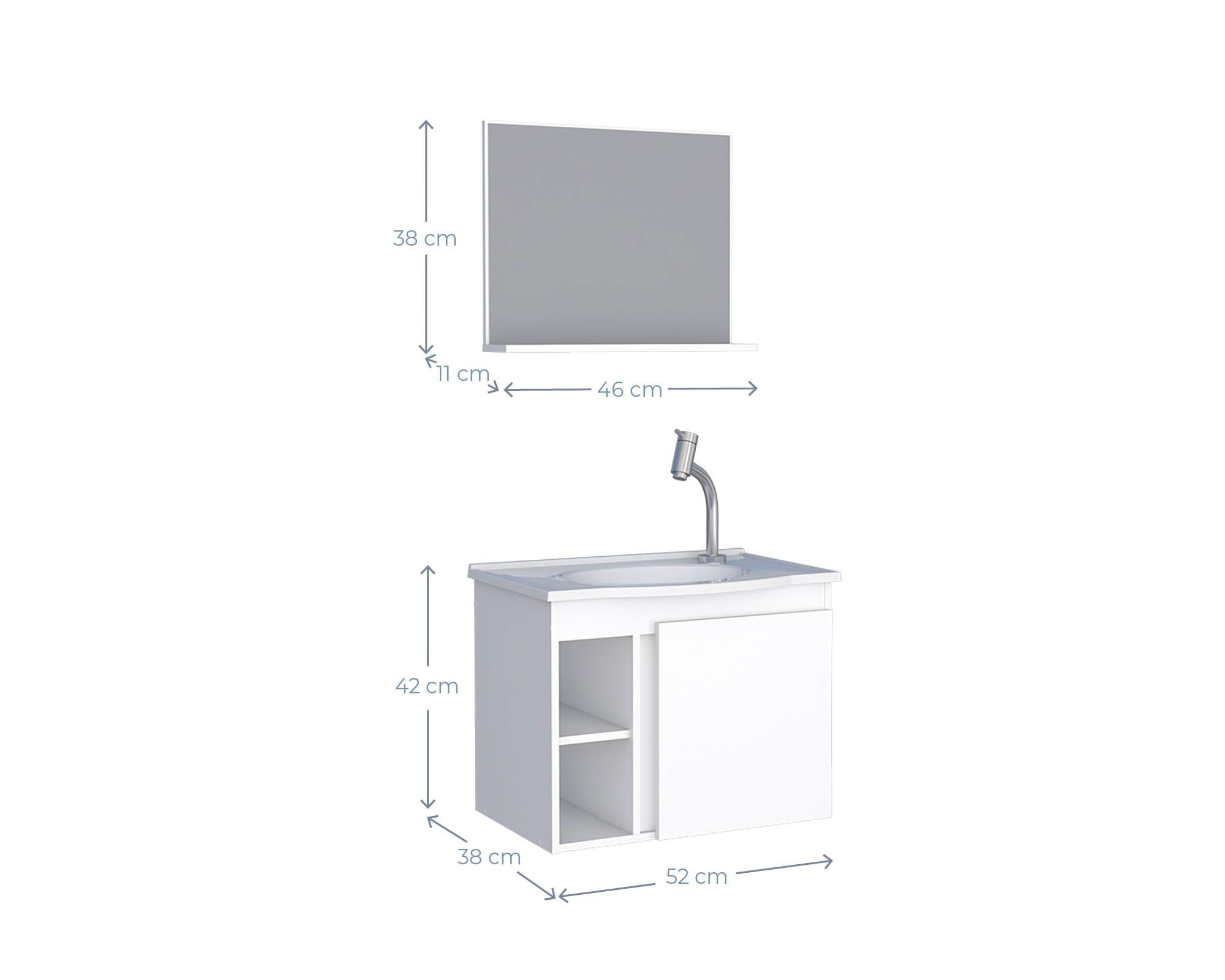 Mueble vanitorio 52 cm + espejo Safira blanco-5