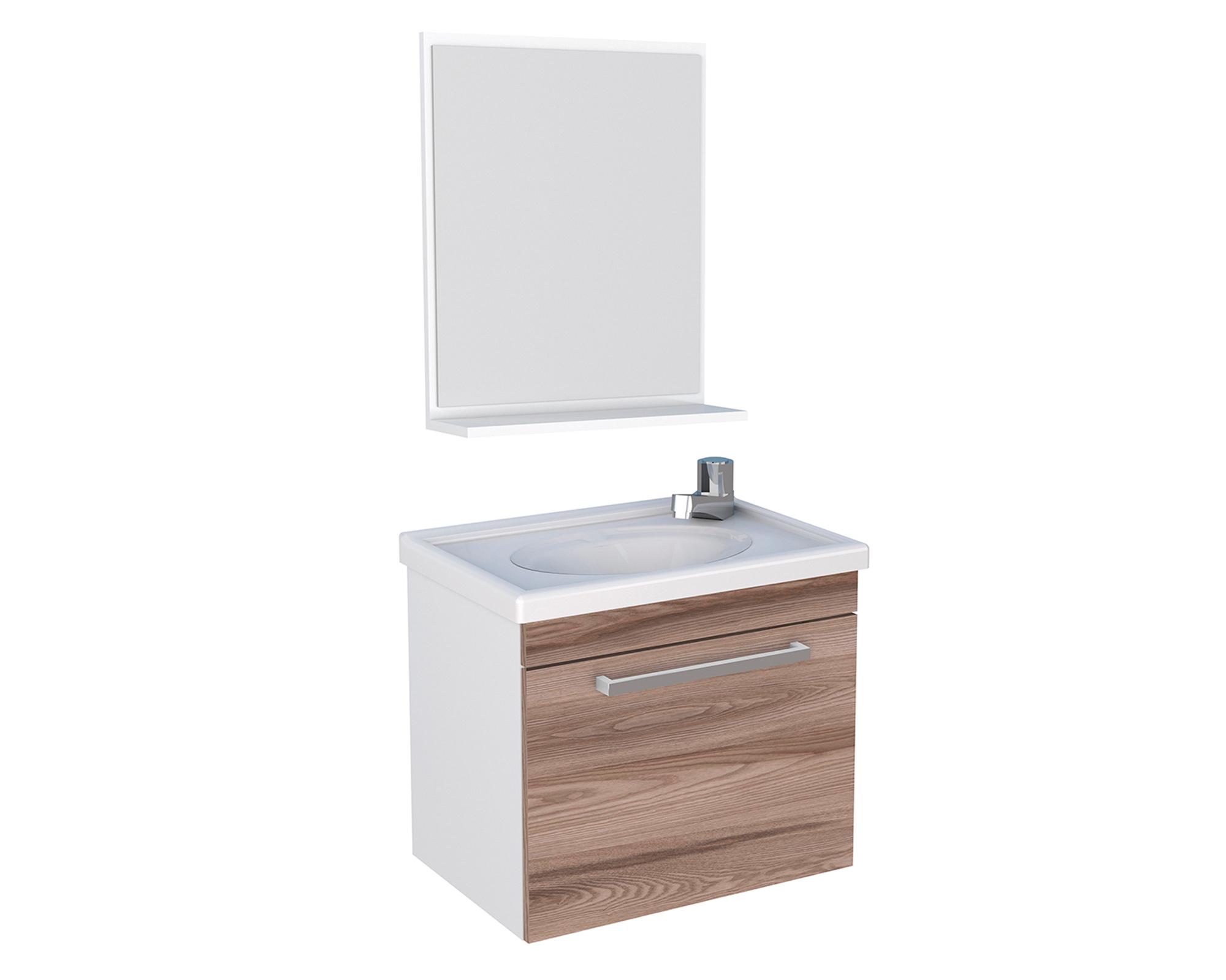 Mueble vanitorio 47 cm + espejo Ágata café/blanco-0