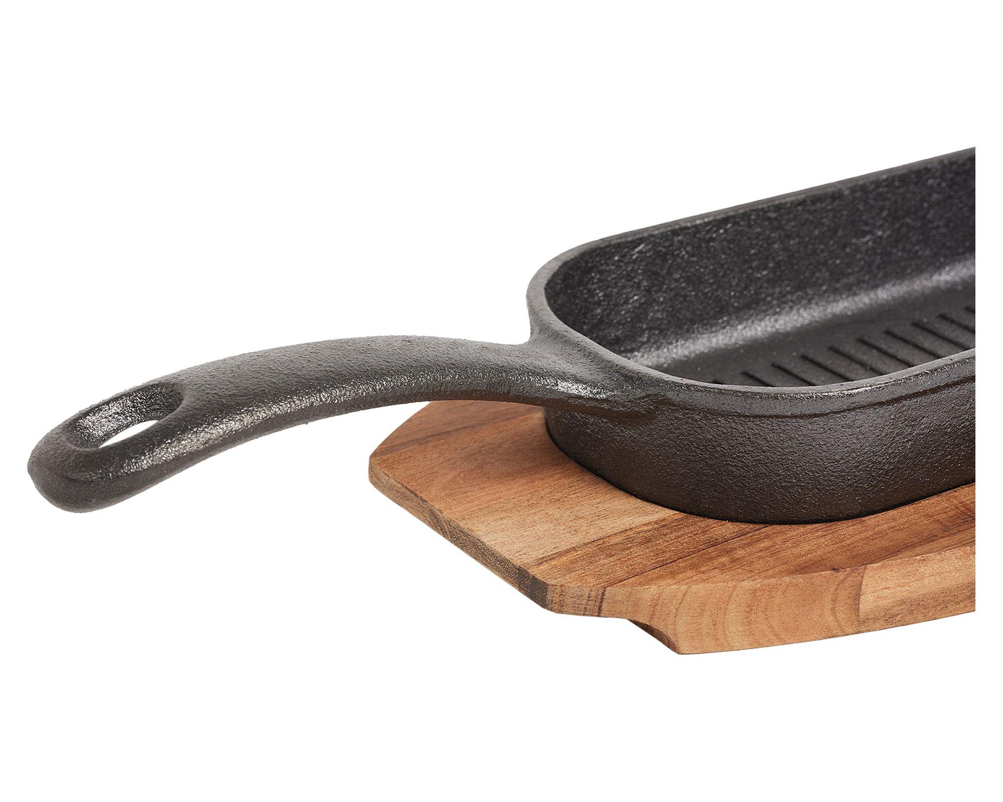 Grill acero con base acacia-2