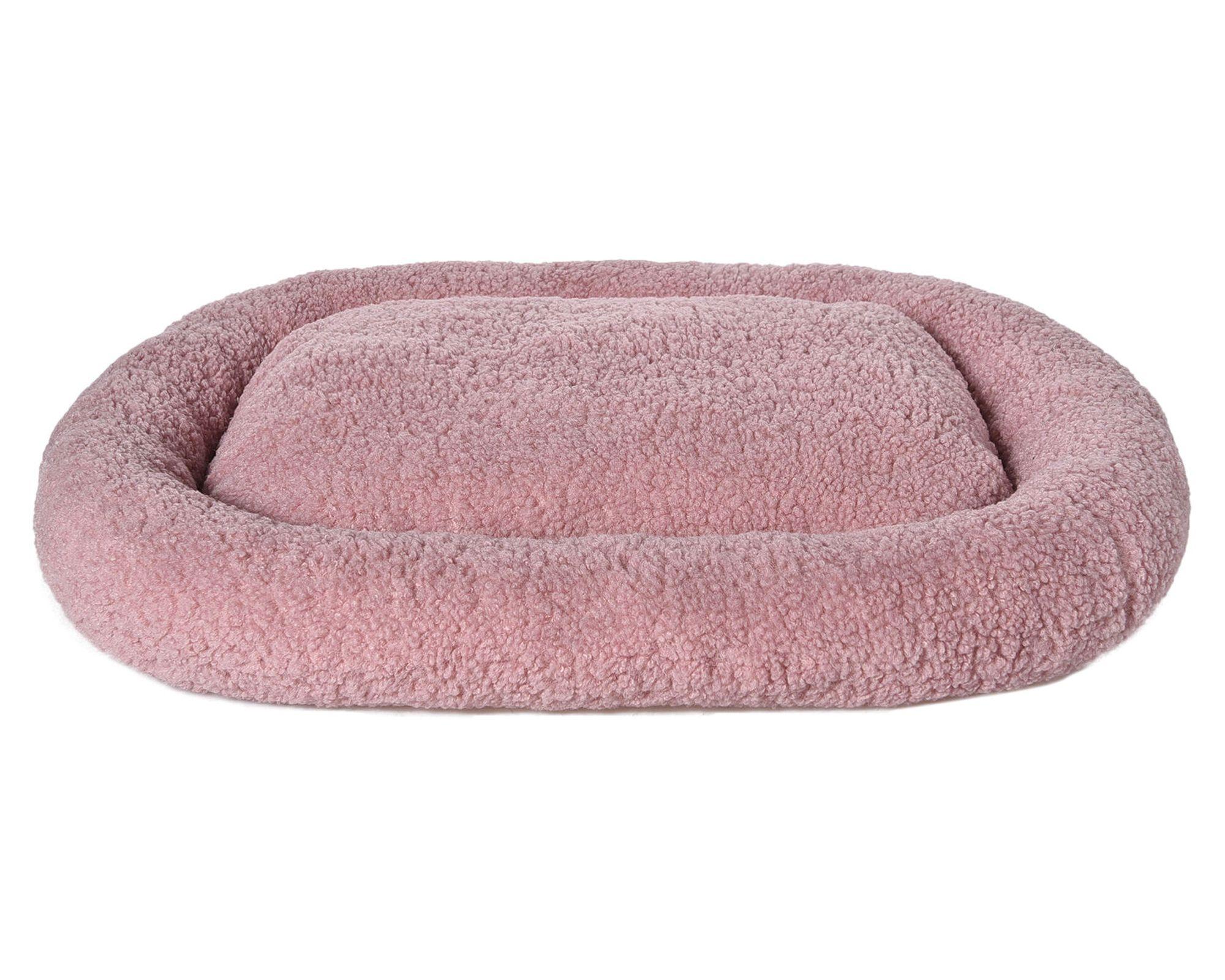 Cama mascota rectangular Sherpa rosa-0