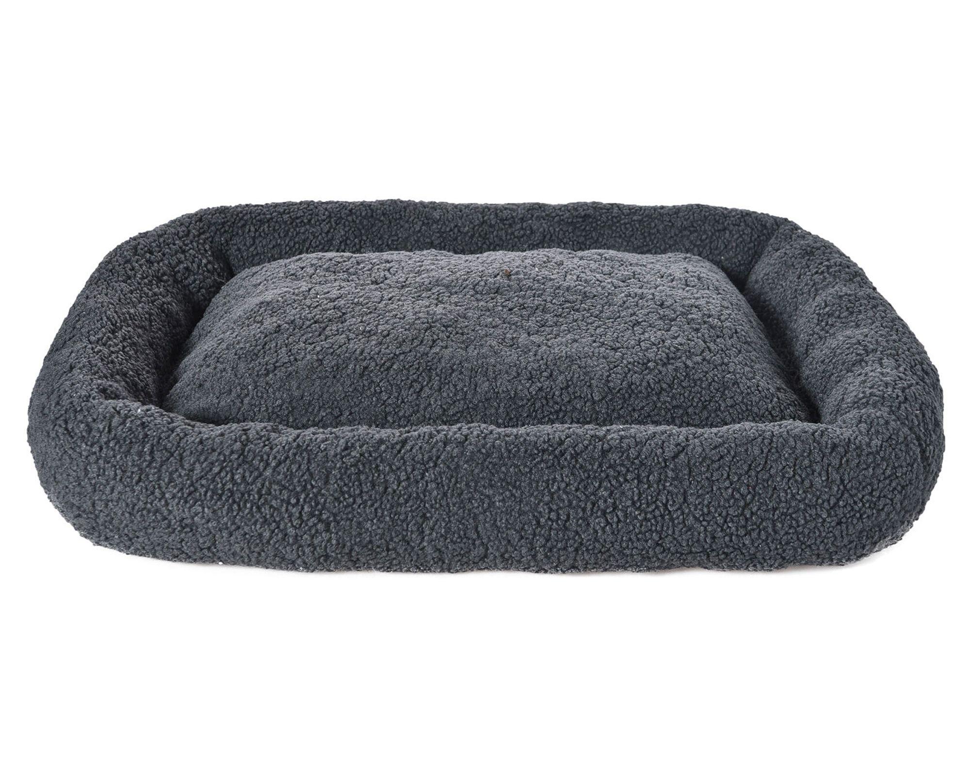 Cama mascota rectangular Sherpa gris-0