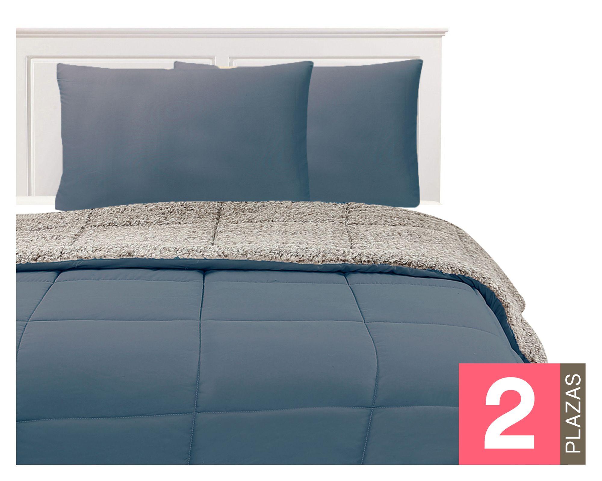 Plumón sherpa Liso azul 2 plazas-0