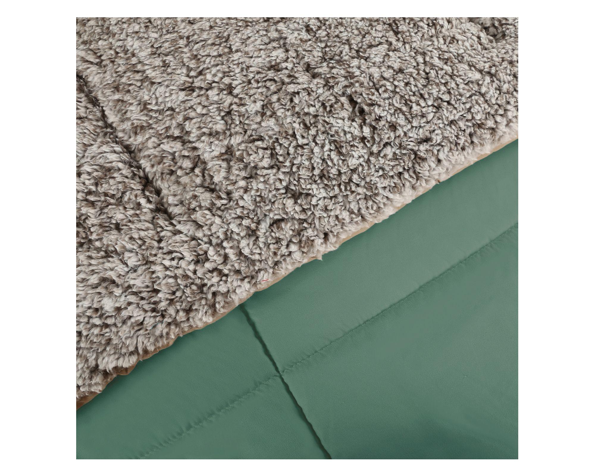 Plumón sherpa Liso verde 2 plazas-2