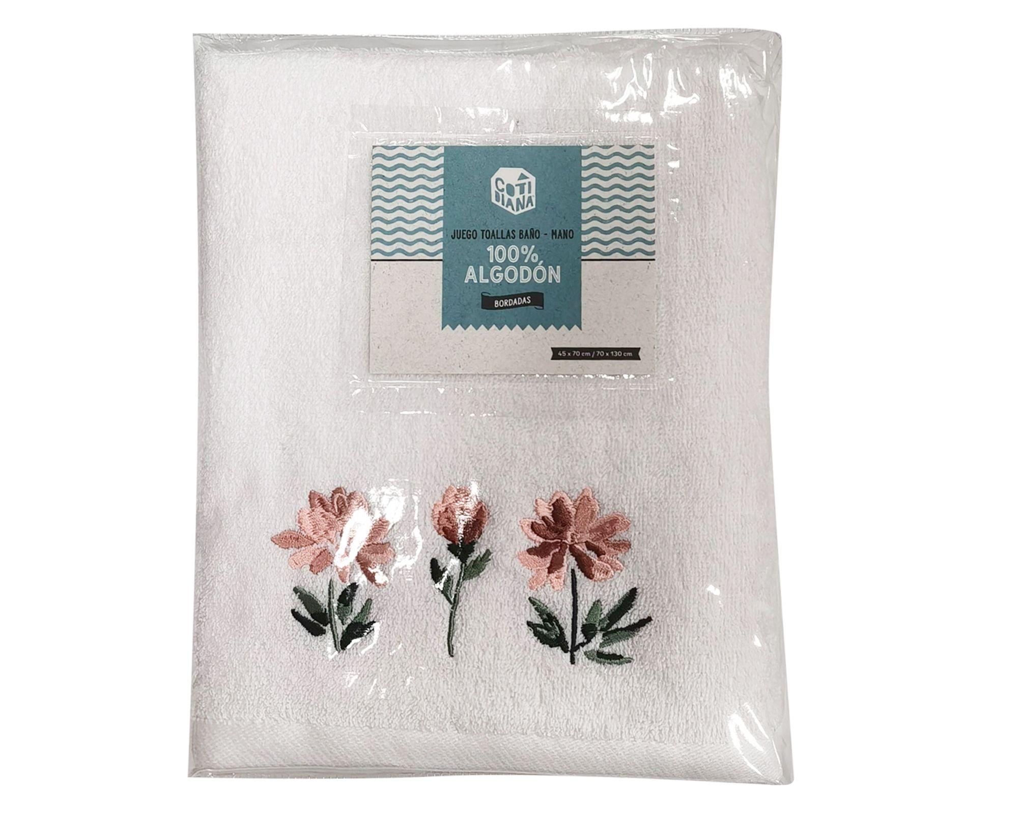 Toalla mano + toalla baño Flores-0