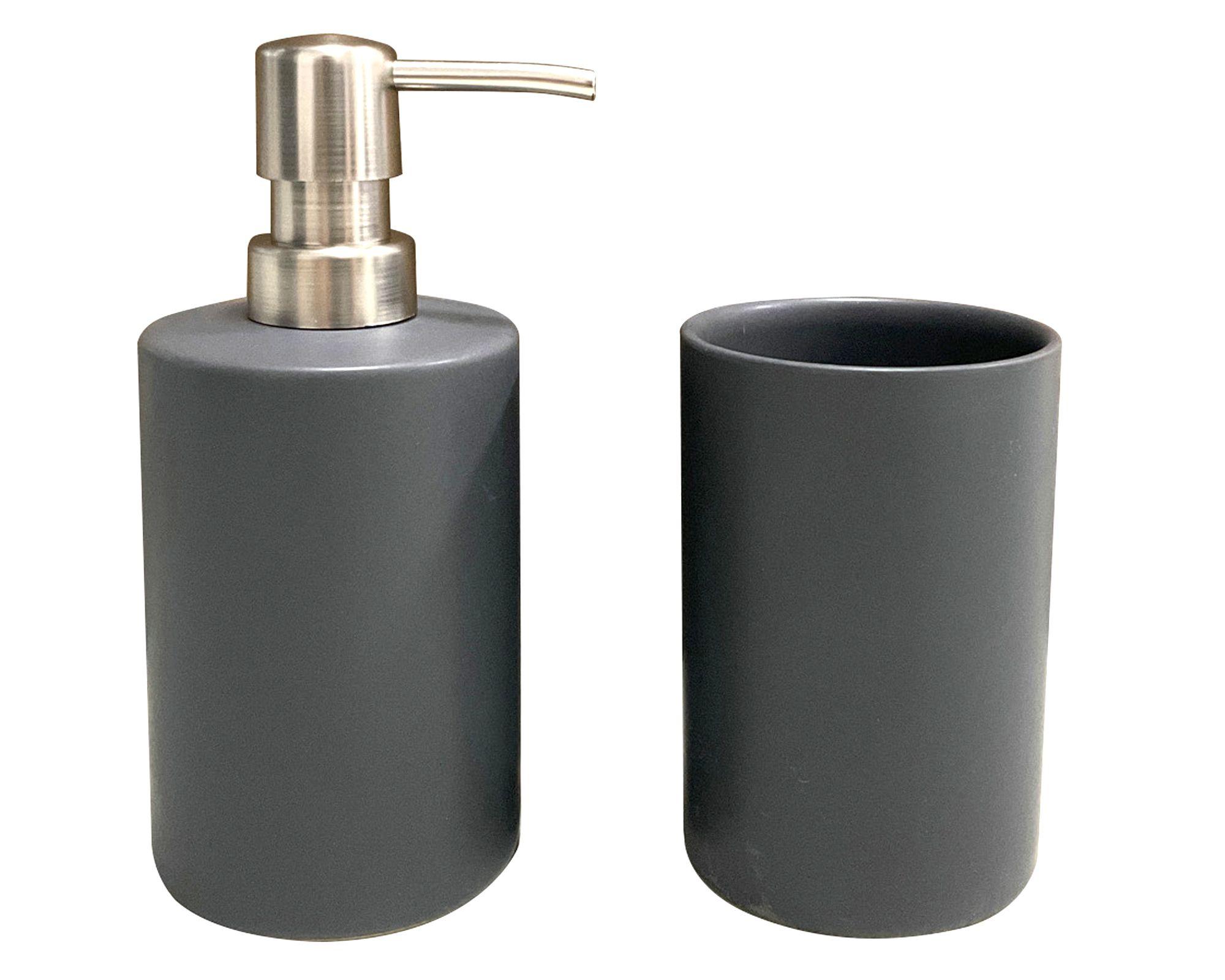 Accesorios baño Liso gris 2 piezas-0