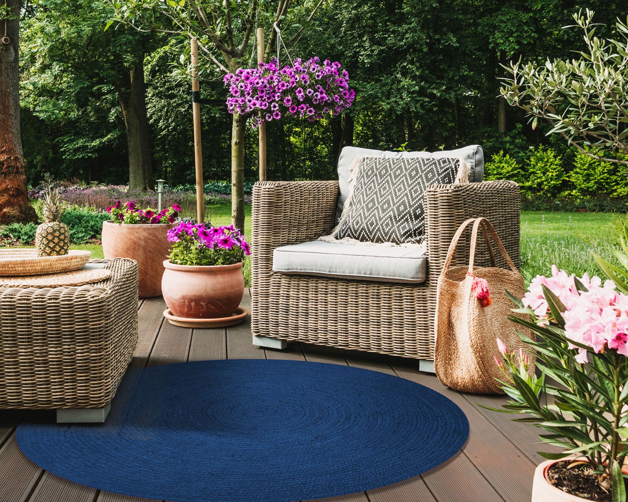 Alfombra redonda 150 cm Maui azul-2