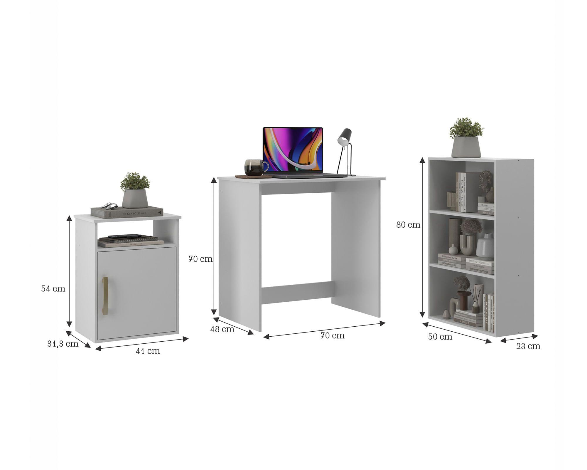 Set escritorio + librero + kardex Compacto blanco-5