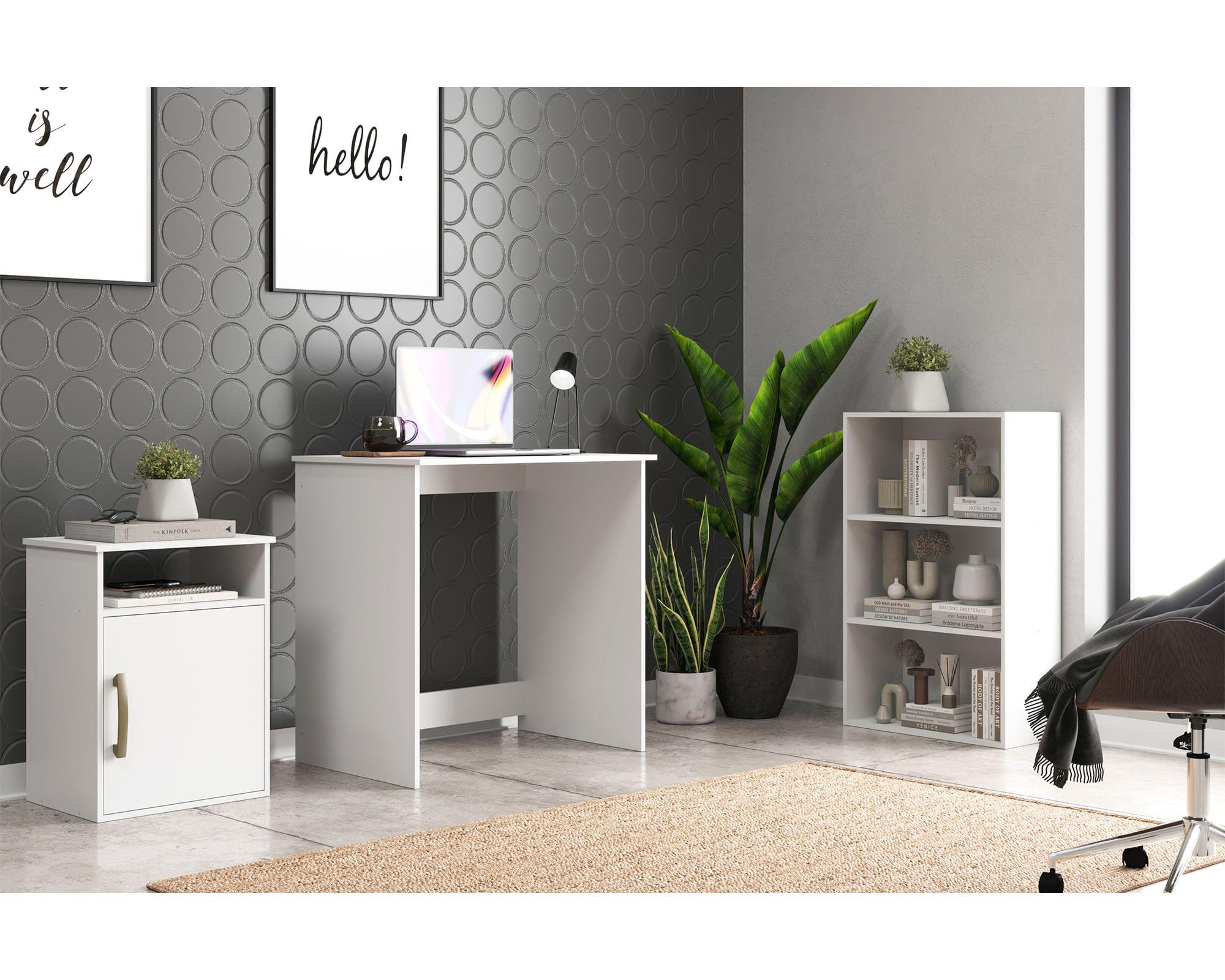 Set escritorio + librero + kardex Compacto blanco-4