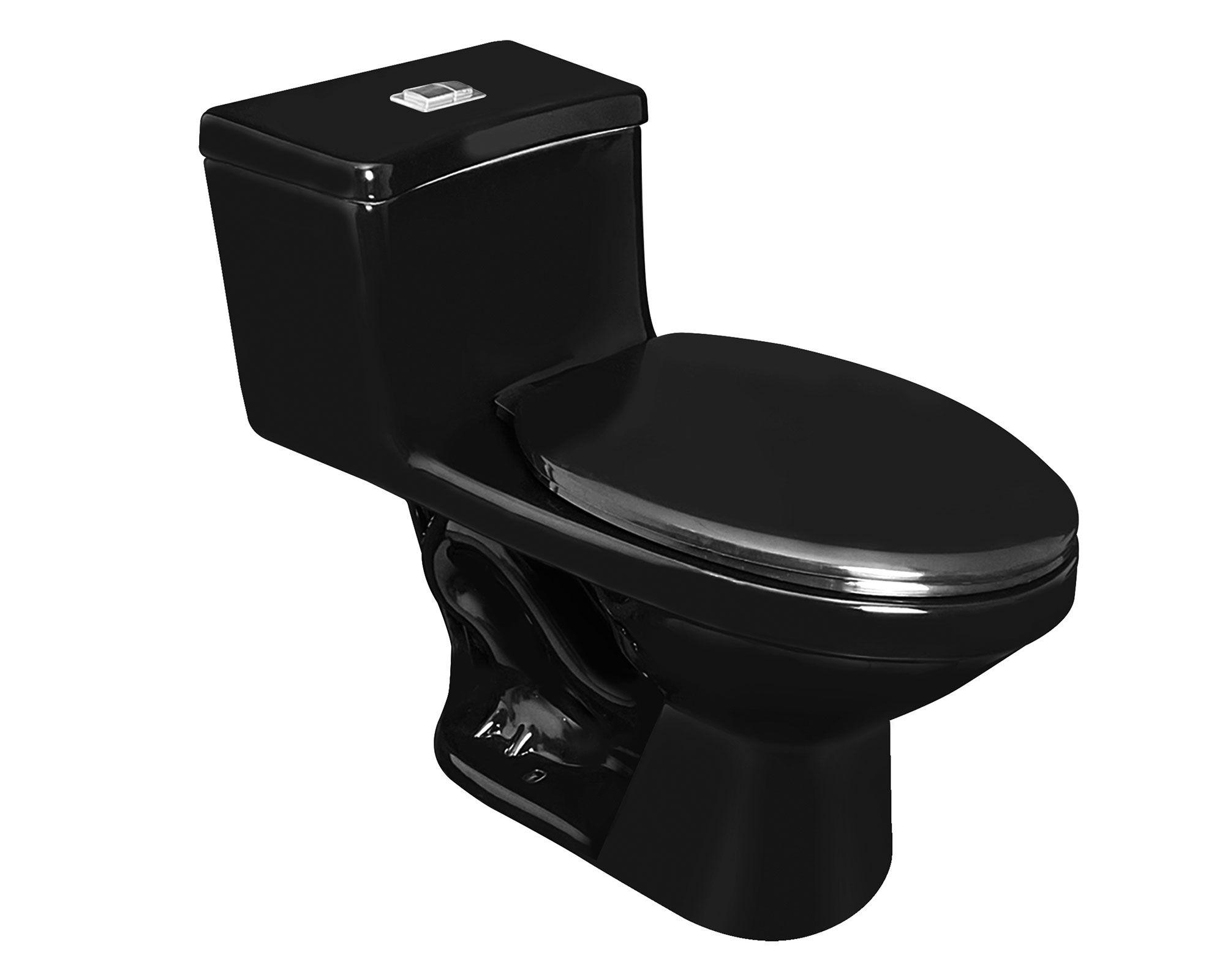 WC one piece piso 30.5 cm Botón dual asiento Oasis negro-0