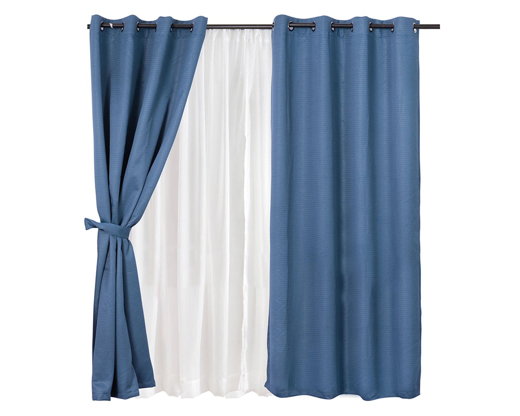 Set cortina 140x220 cm Frutillar azul 8 piezas-0