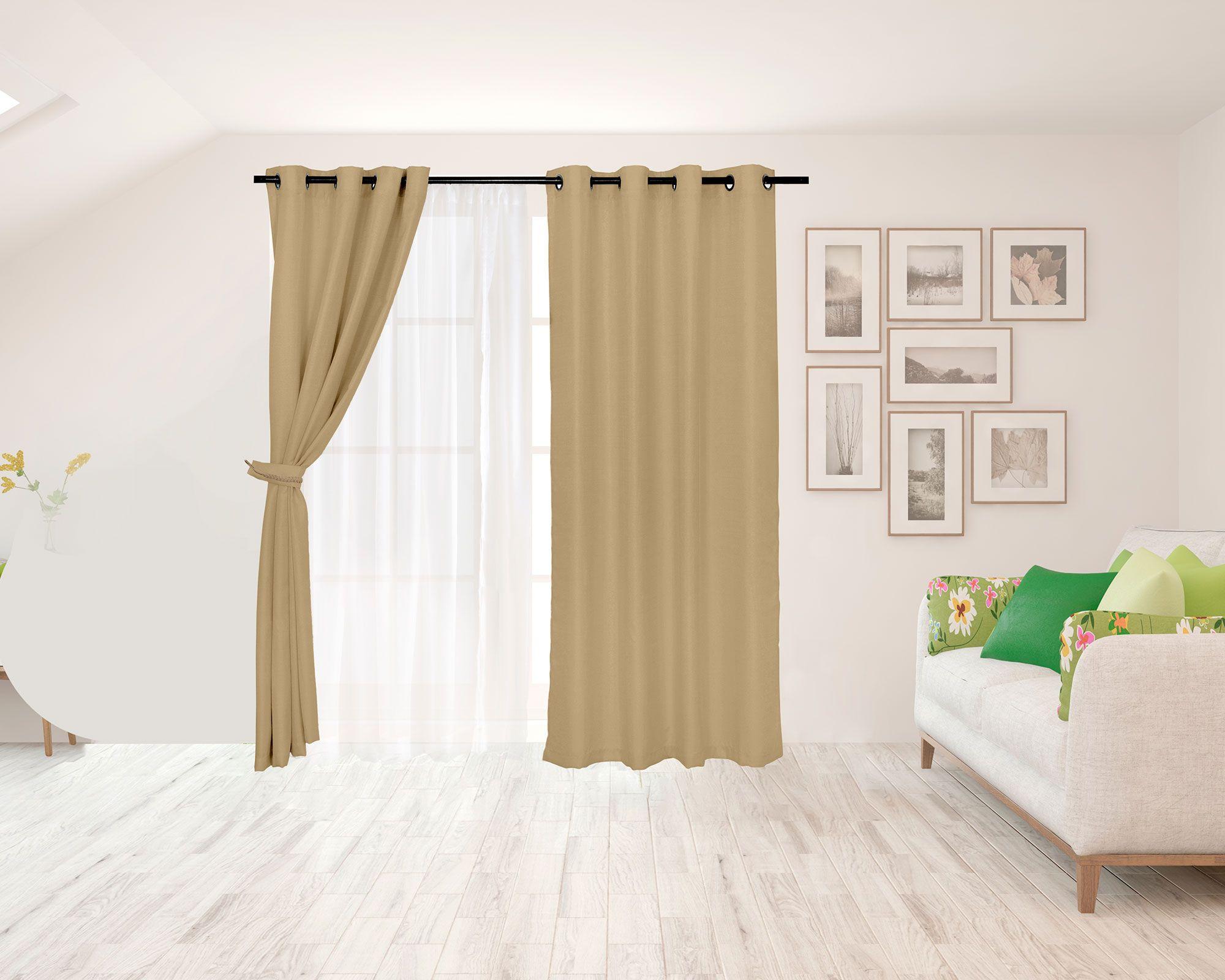 Set cortina Pucón texturada 140x220 cm beige-4