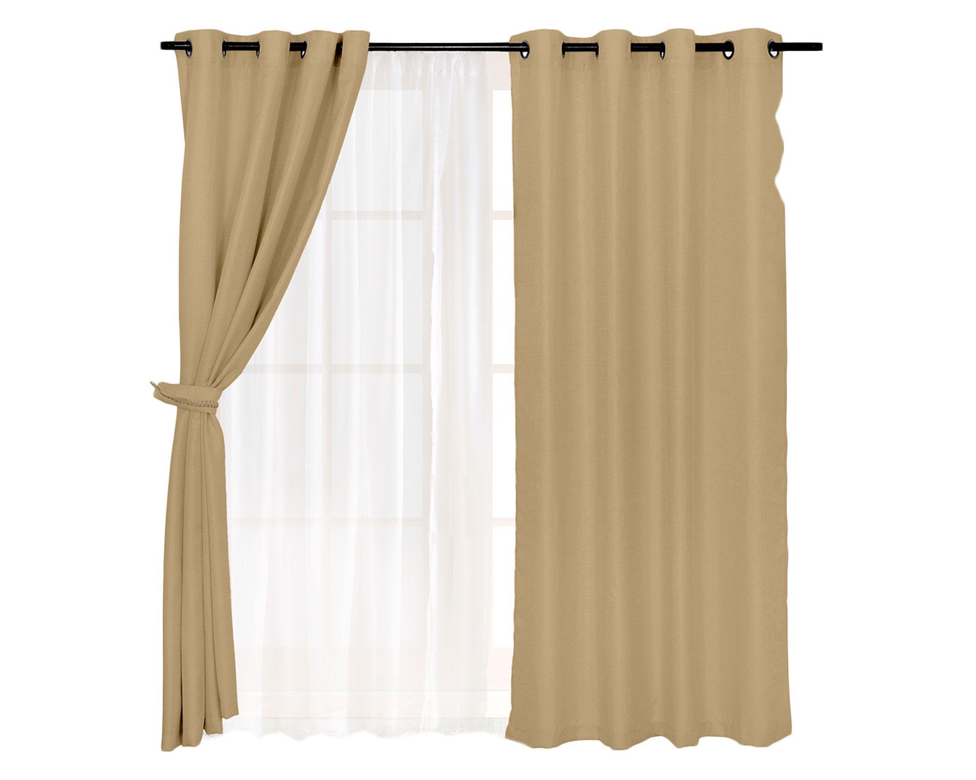Set cortina Pucón texturada 140x220 cm beige-0