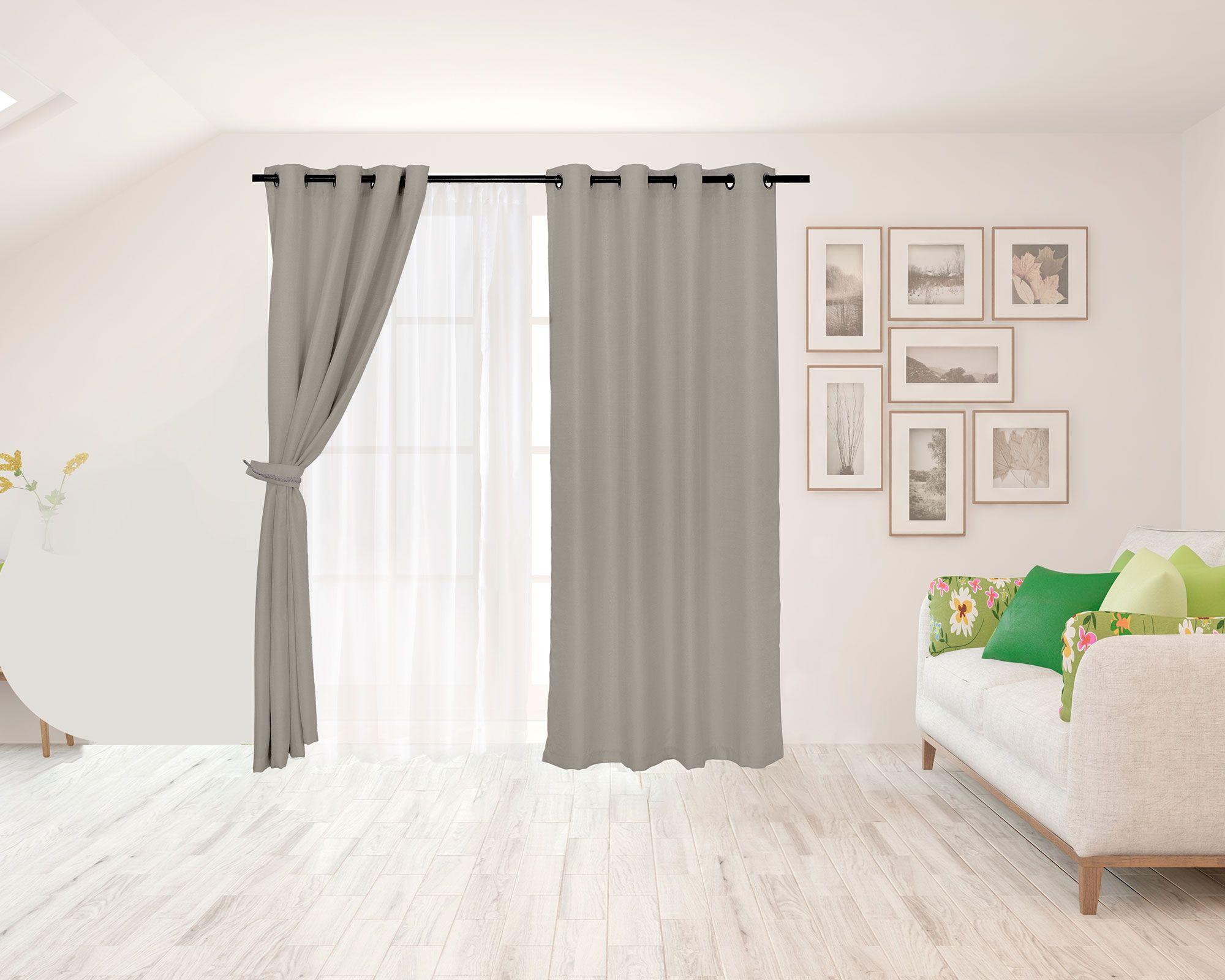 Set cortina Pucón texturada 140x220 cm gris-4