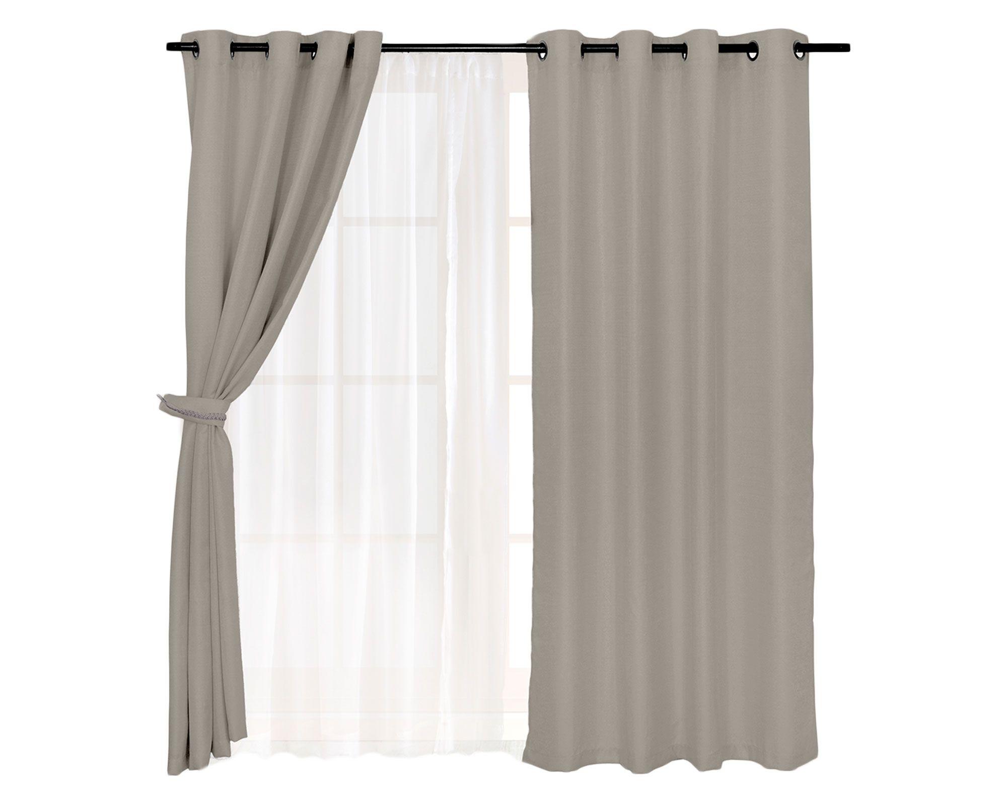 Set cortina Pucón texturada 140x220 cm gris-0
