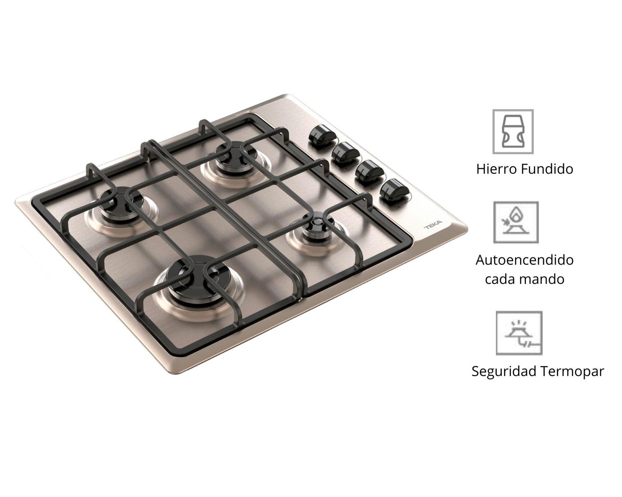 Encimera a gas 4 quemadores HLX540 KBB0C IX inox-2