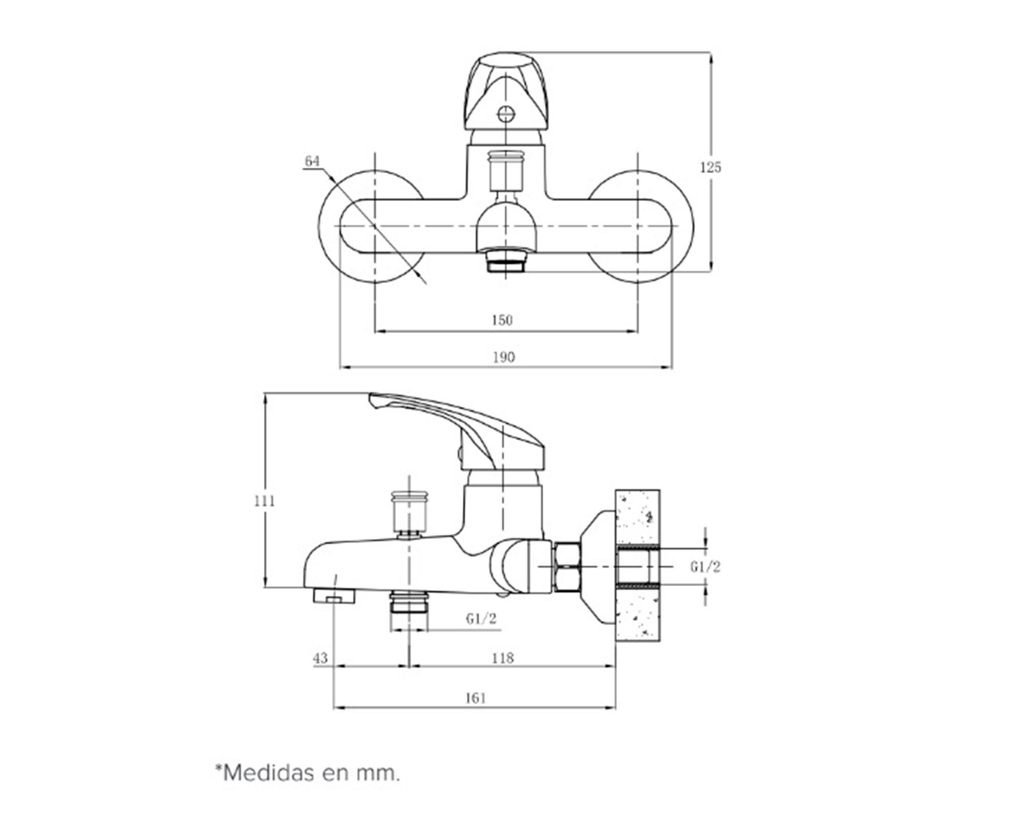 Monomando tina ducha Eko negro mate-1