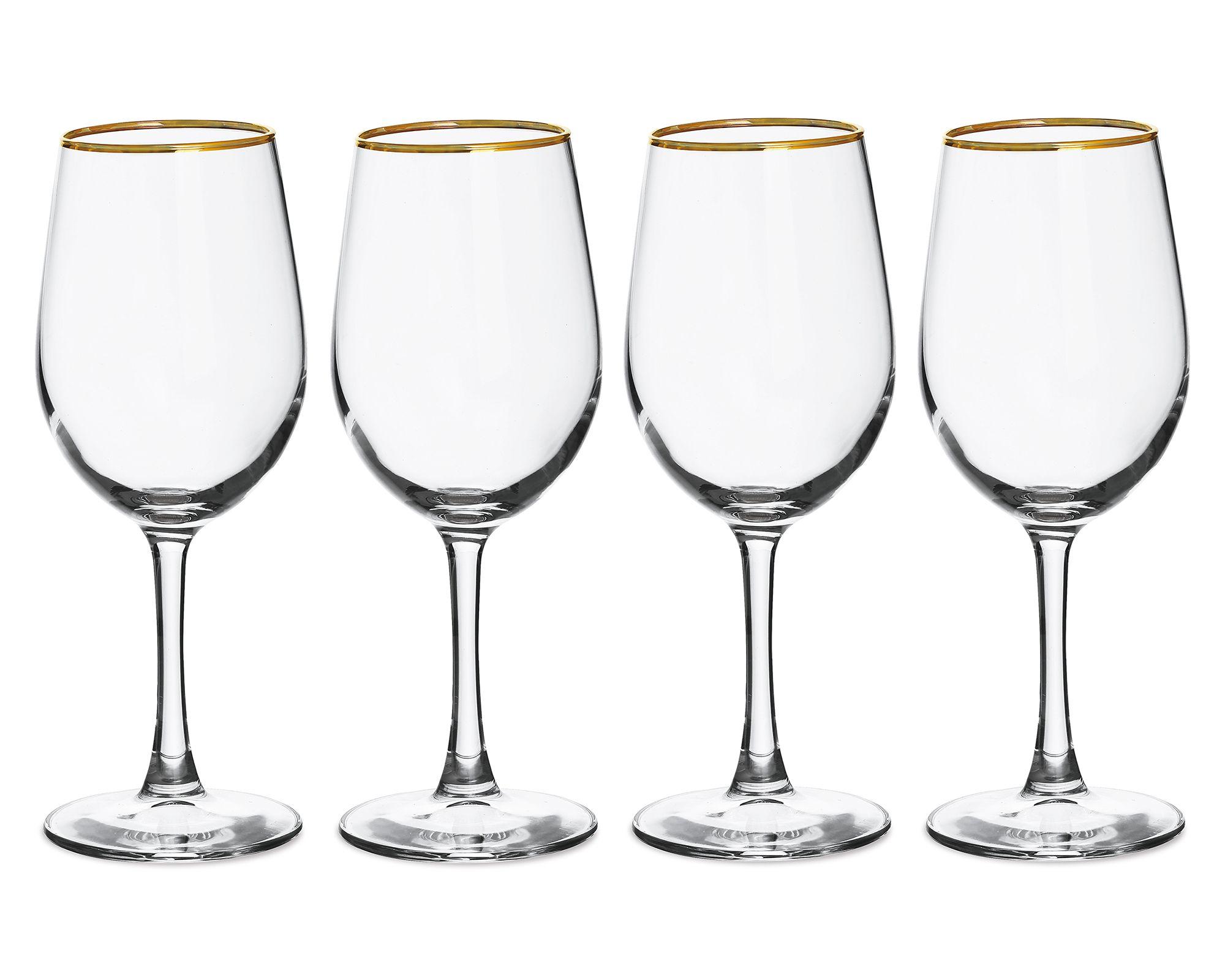 Copa Borde dorado Vidrio Transparente 15x15x19.8 cm 4 Piezas 320 cc-0