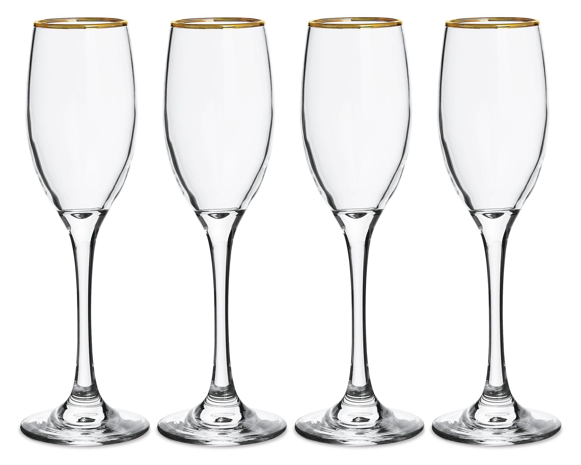 Copa Borde dorado Vidrio Transparente 14x14x21.6 cm 4 Piezas 180 cc-0